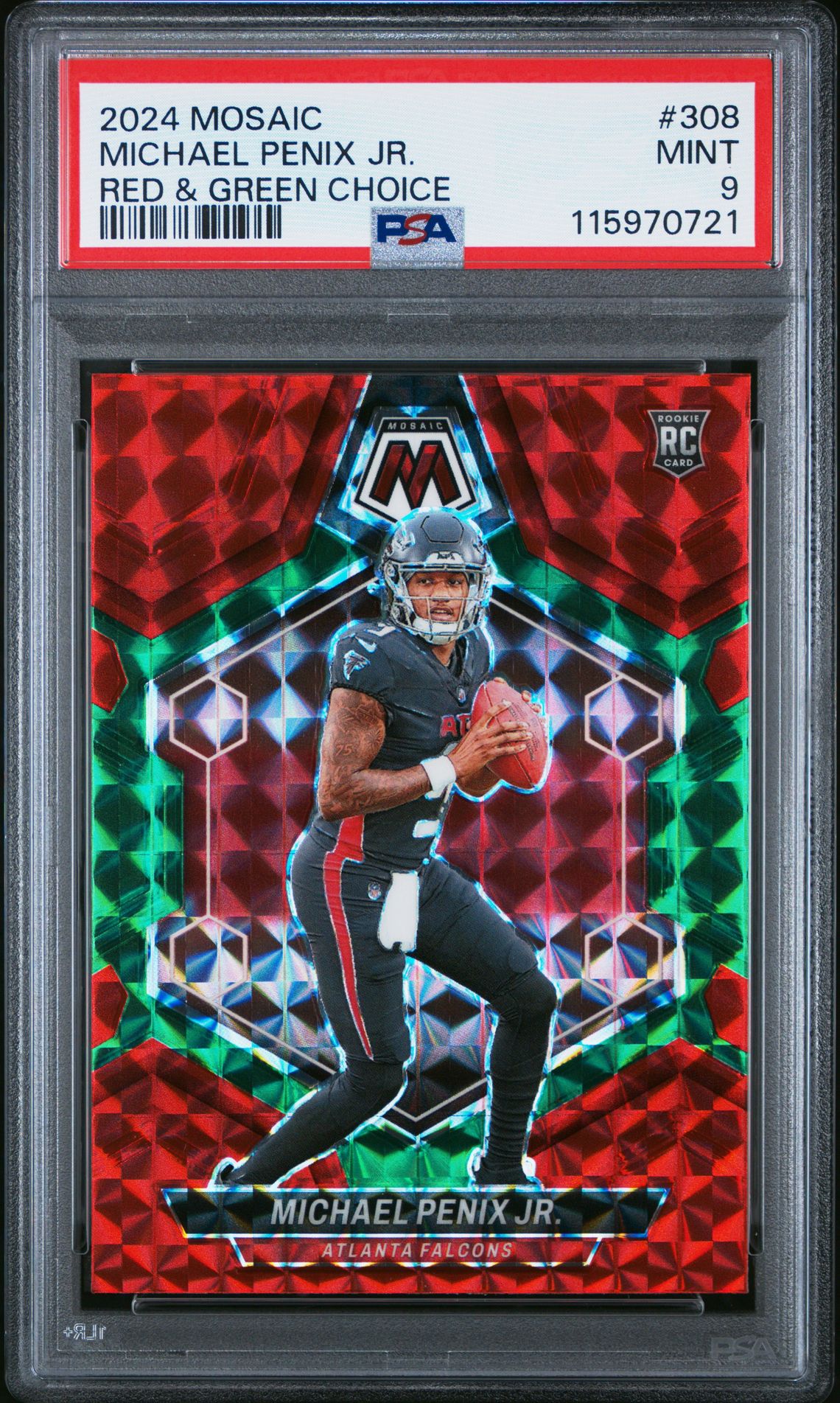 2024 Panini Mosaic Michael Penix Jr. #308 (Red & Green Choice) Mint 9 front