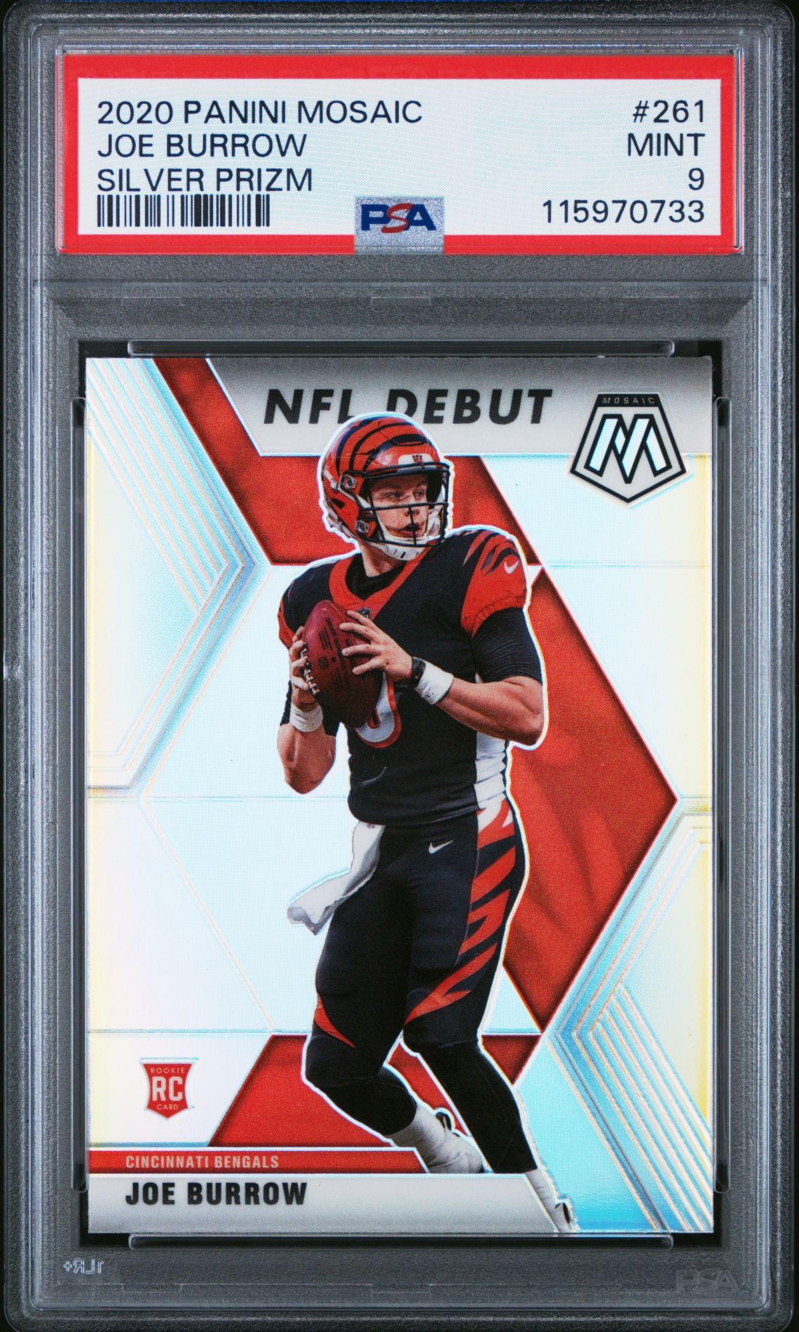 2020 Panini Mosaic Joe Burrow #261 (Silver Prizm) Mint 9 front