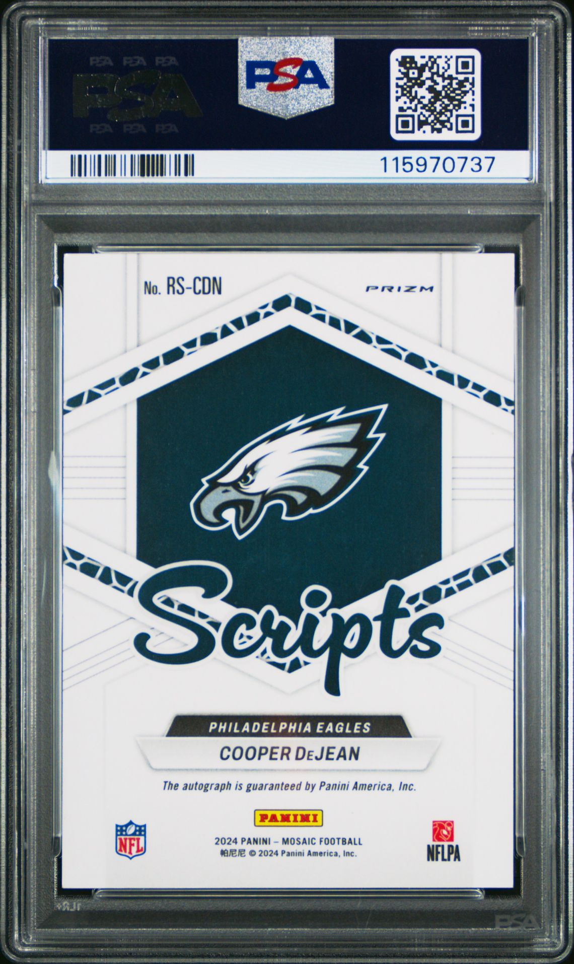 2024 Panini Mosaic Rookie Scripts Cooper Dejean #Rscdn Mint 9 back