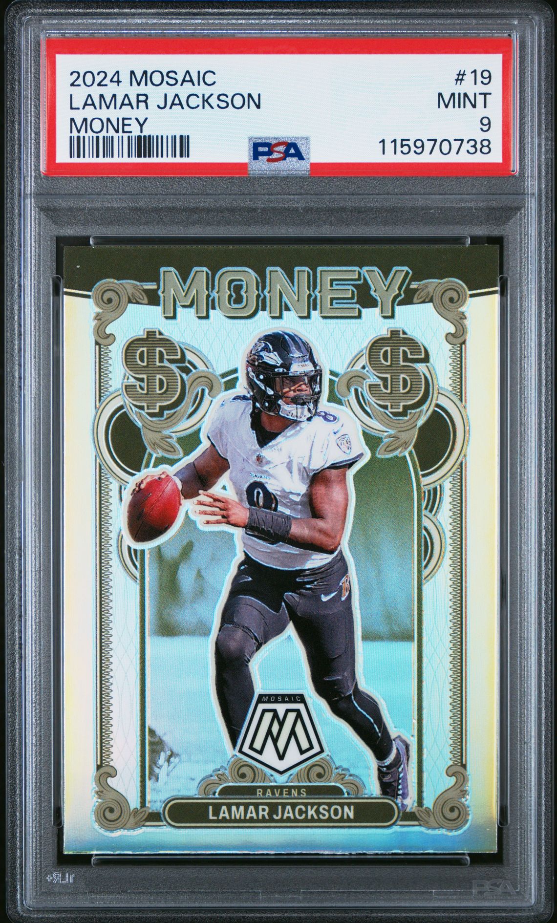 2024 Panini Mosaic Money Lamar Jackson #19 Mint 9 front
