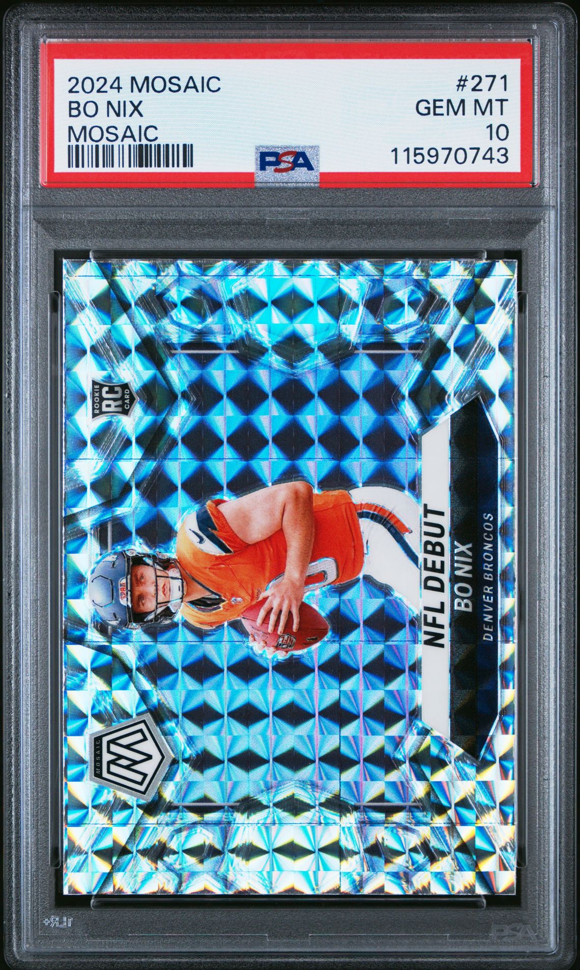 2024 Panini Mosaic Bo Nix #271 (Mosaic) Gem Mt 10 front