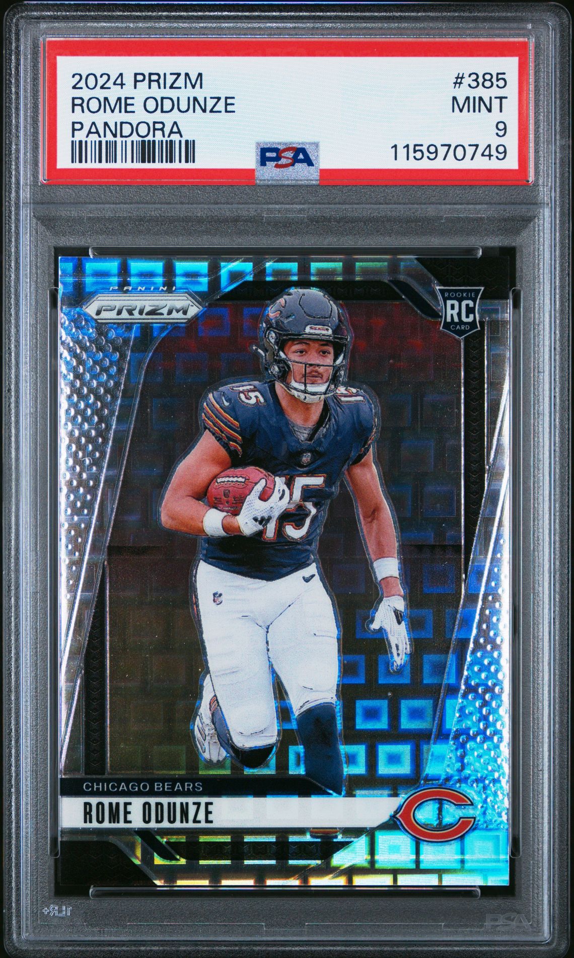 2024 Panini Prizm Rome Odunze #385 (Pandora) Mint 9 front