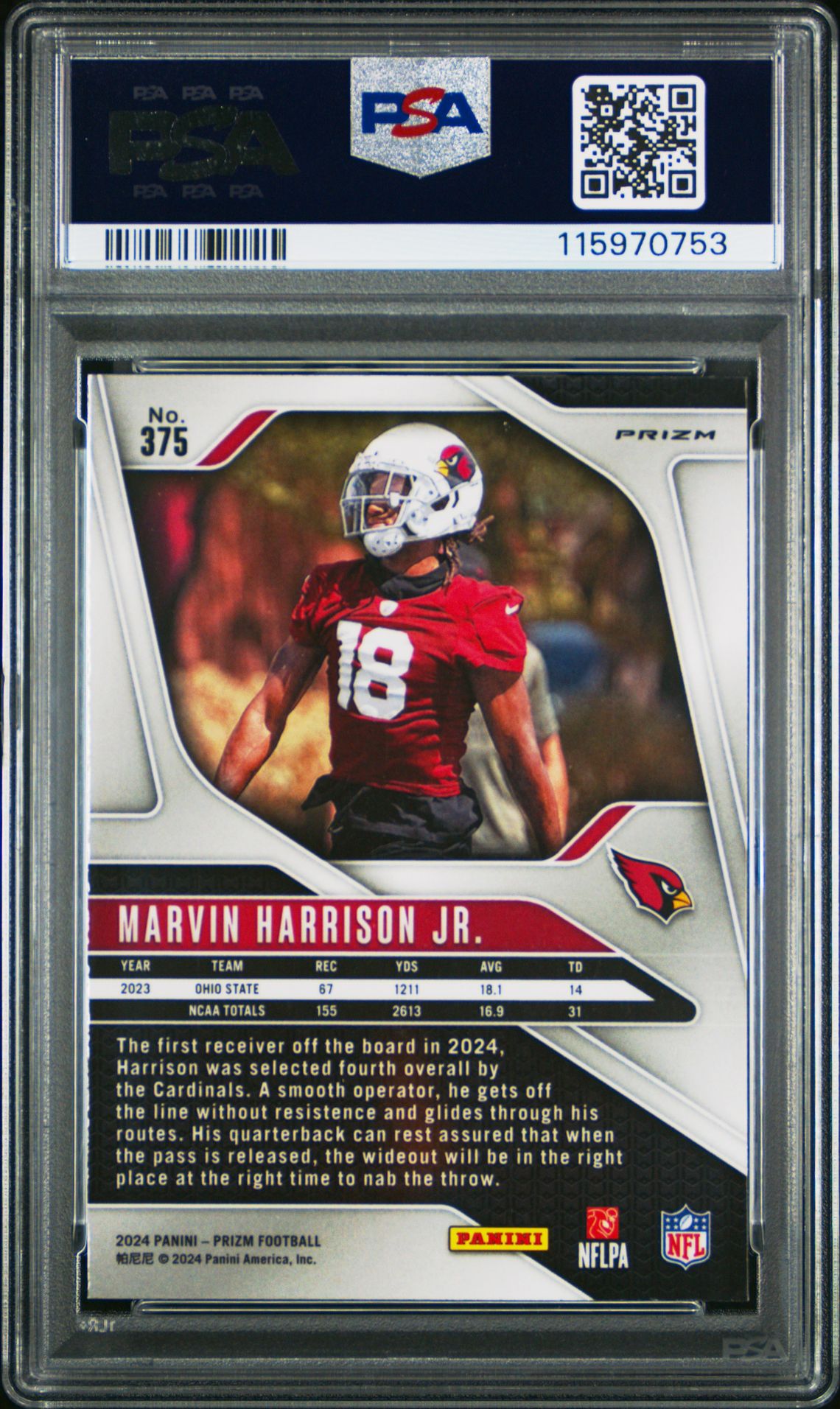 2024 Panini Prizm Marvin Harrison Jr. #375 (Silver Prizm) Nm-Mt 8 back