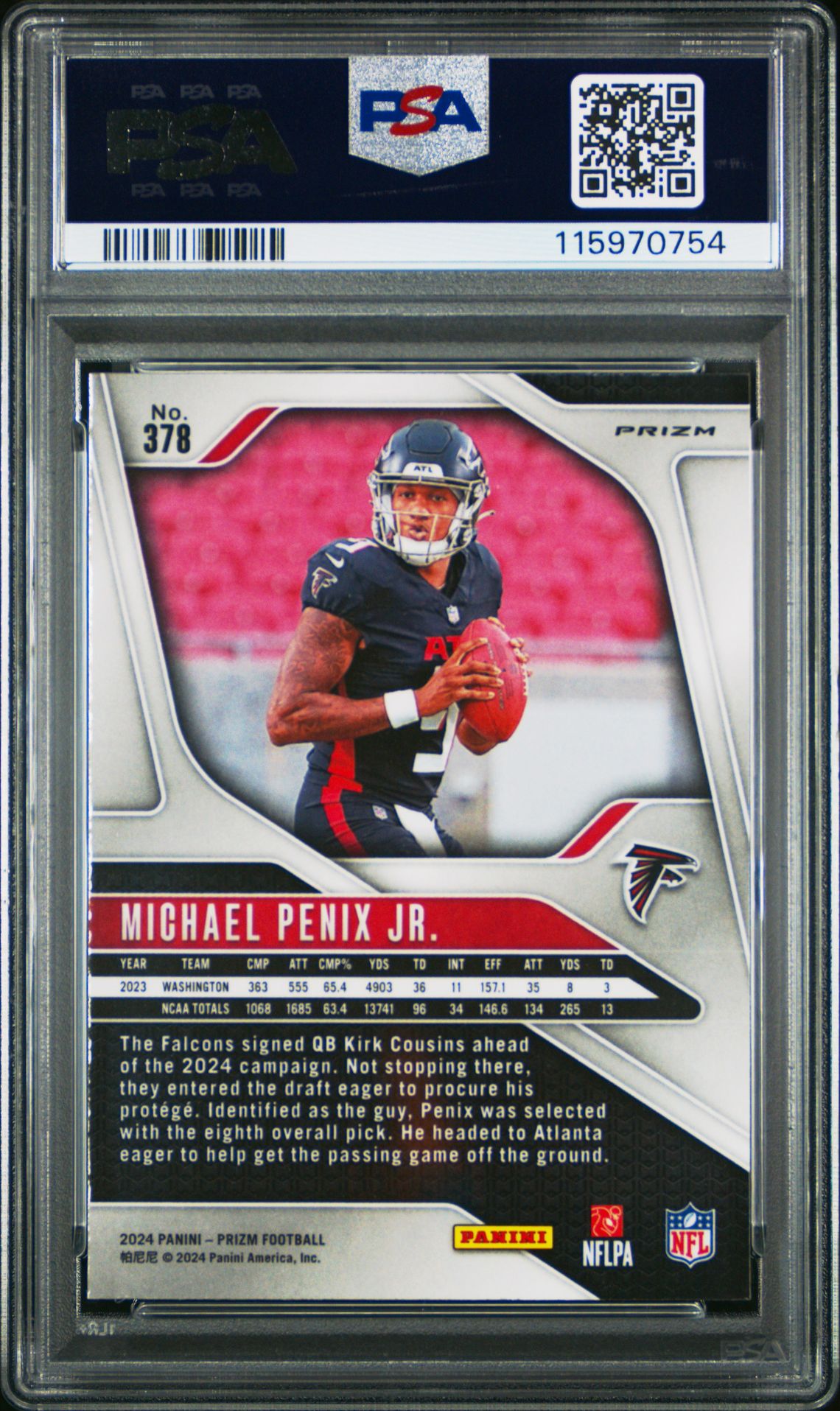 2024 Panini Prizm Michael Penix Jr. #378 (Silver Prizm) Nm-Mt 8 back