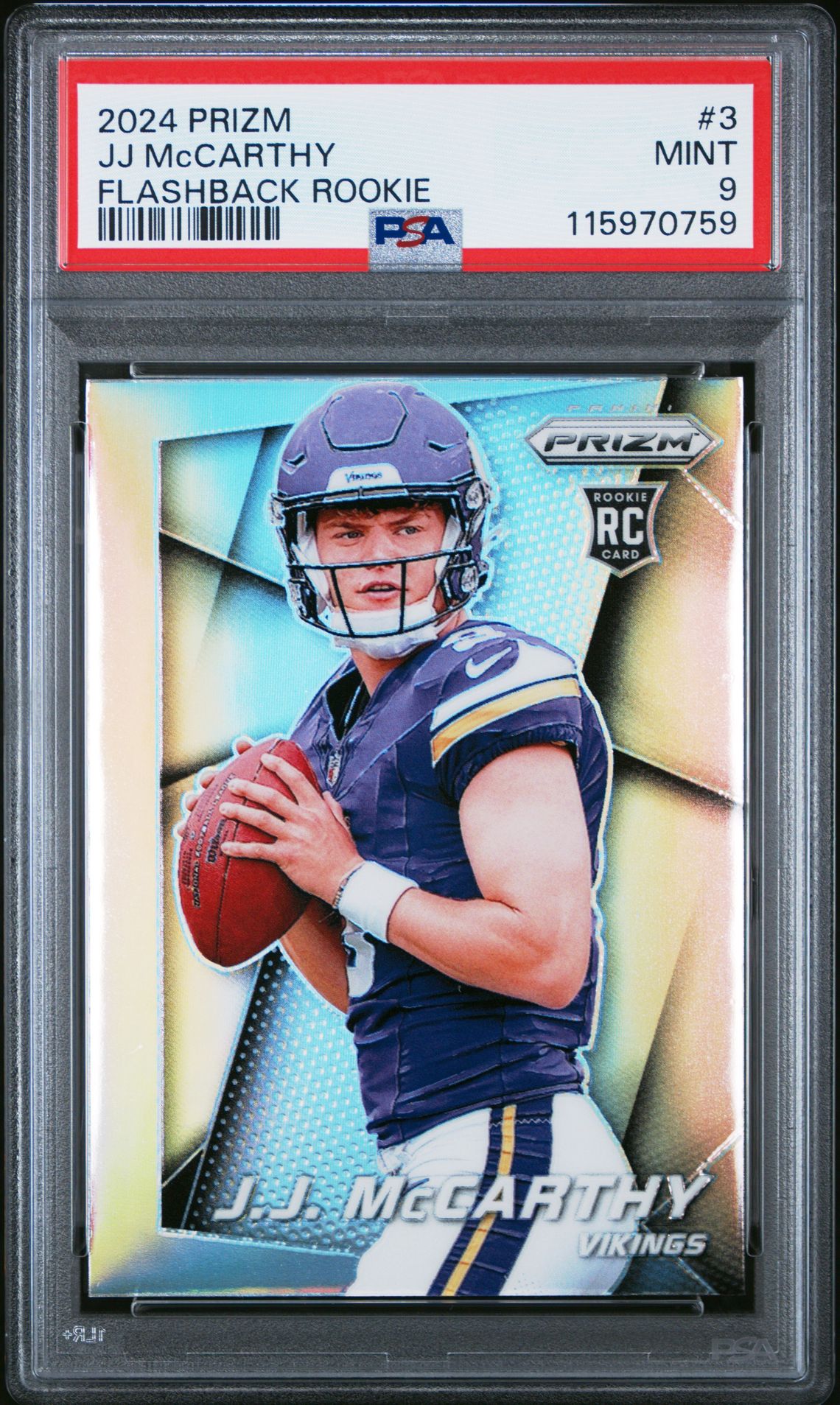 2024 Panini Prizm Prizm Flashback Rookie Jj Mccarthy #3 Mint 9 front