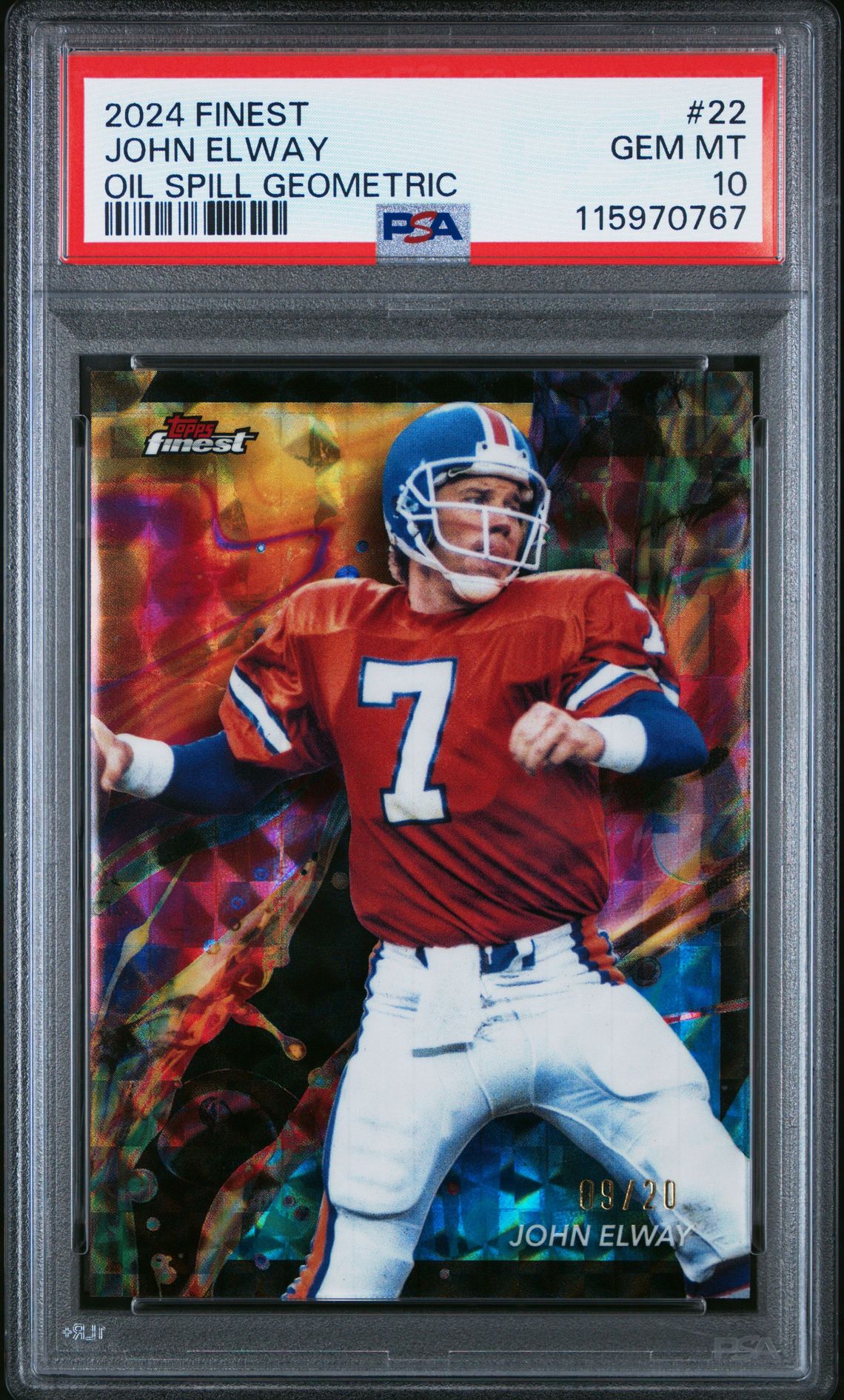 2024 Topps Finest John Elway #22 (Oil Spill Geometric) Gem Mt 10 front