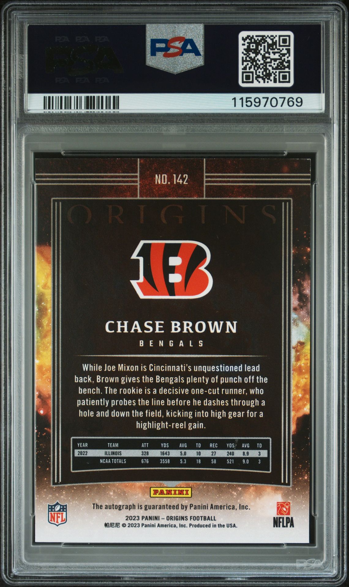 2023 Panini Origins Chase Brown #142 (Signature) Nm-Mt 8 back