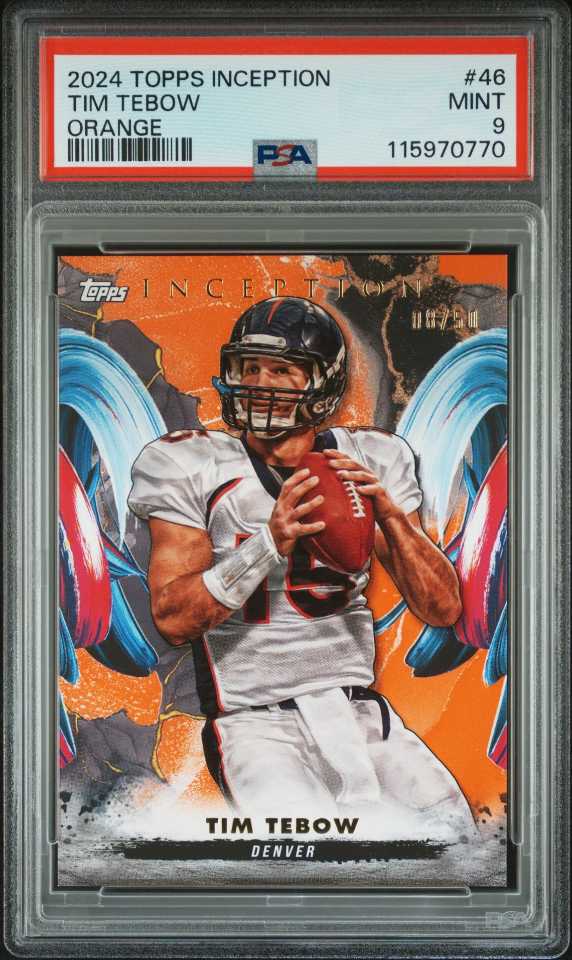 2024 Topps Inception Tim Tebow #46 (Orange) Mint 9 front
