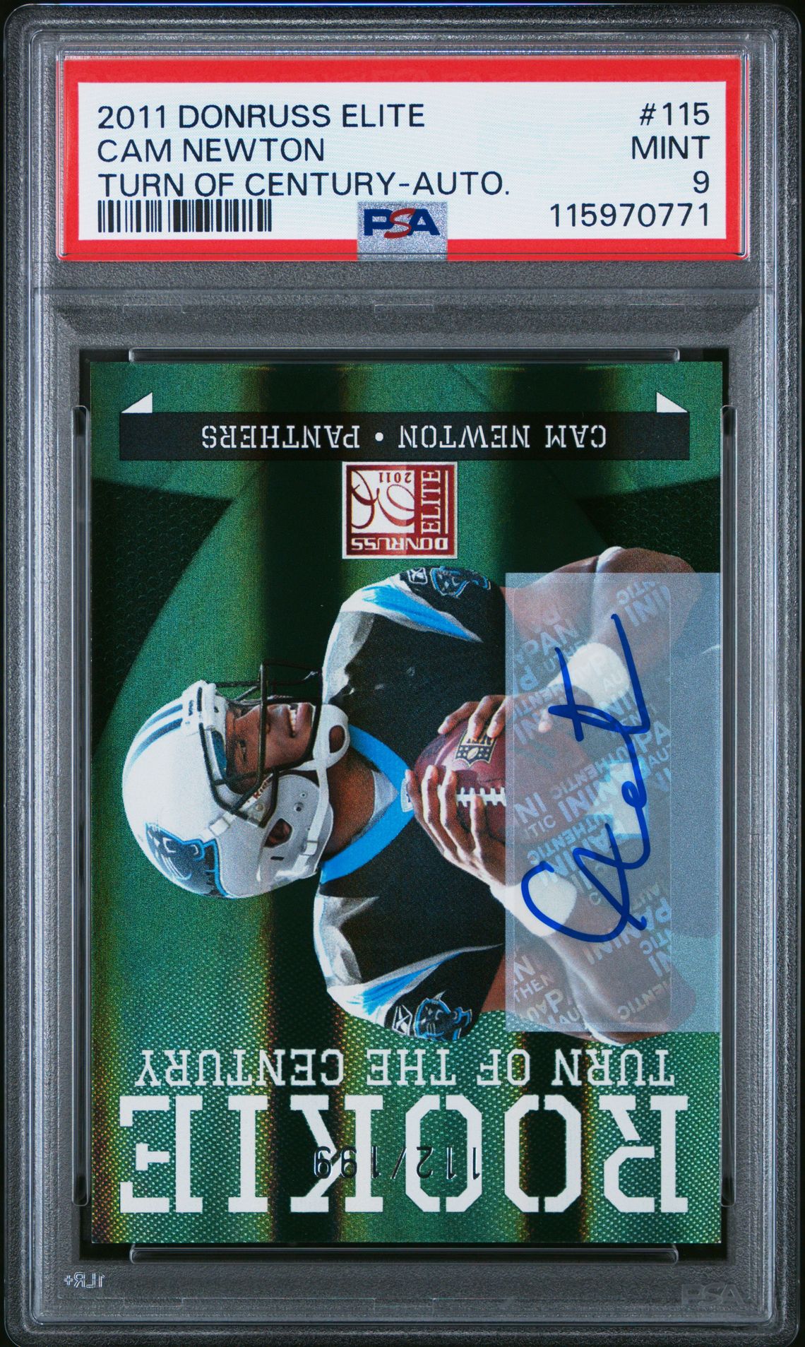 2011 Donruss Elite Cam Newton #115 (Turn Of Century-Auto.) Mint 9 front