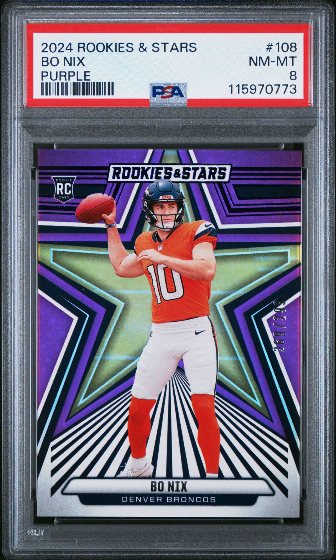 2024 Panini Rookies & Stars Bo Nix #108 (Purple) Nm-Mt 8 front