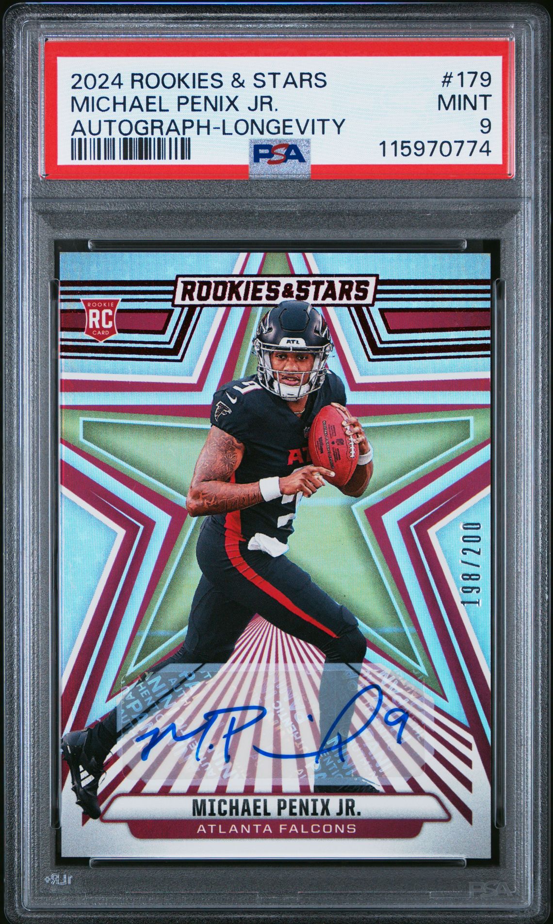 2024 Panini Rookies & Stars Michael Penix Jr. #179 (Autograph-Longevity) Mint 9 front