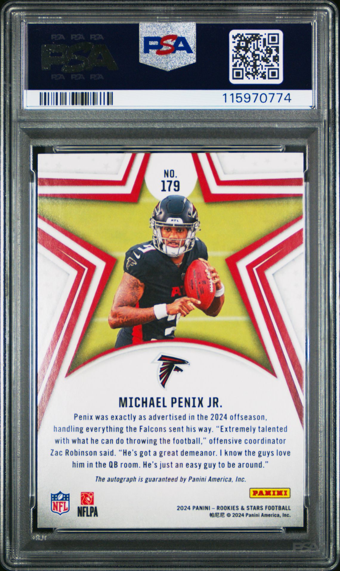 2024 Panini Rookies & Stars Michael Penix Jr. #179 (Autograph-Longevity) Mint 9 back