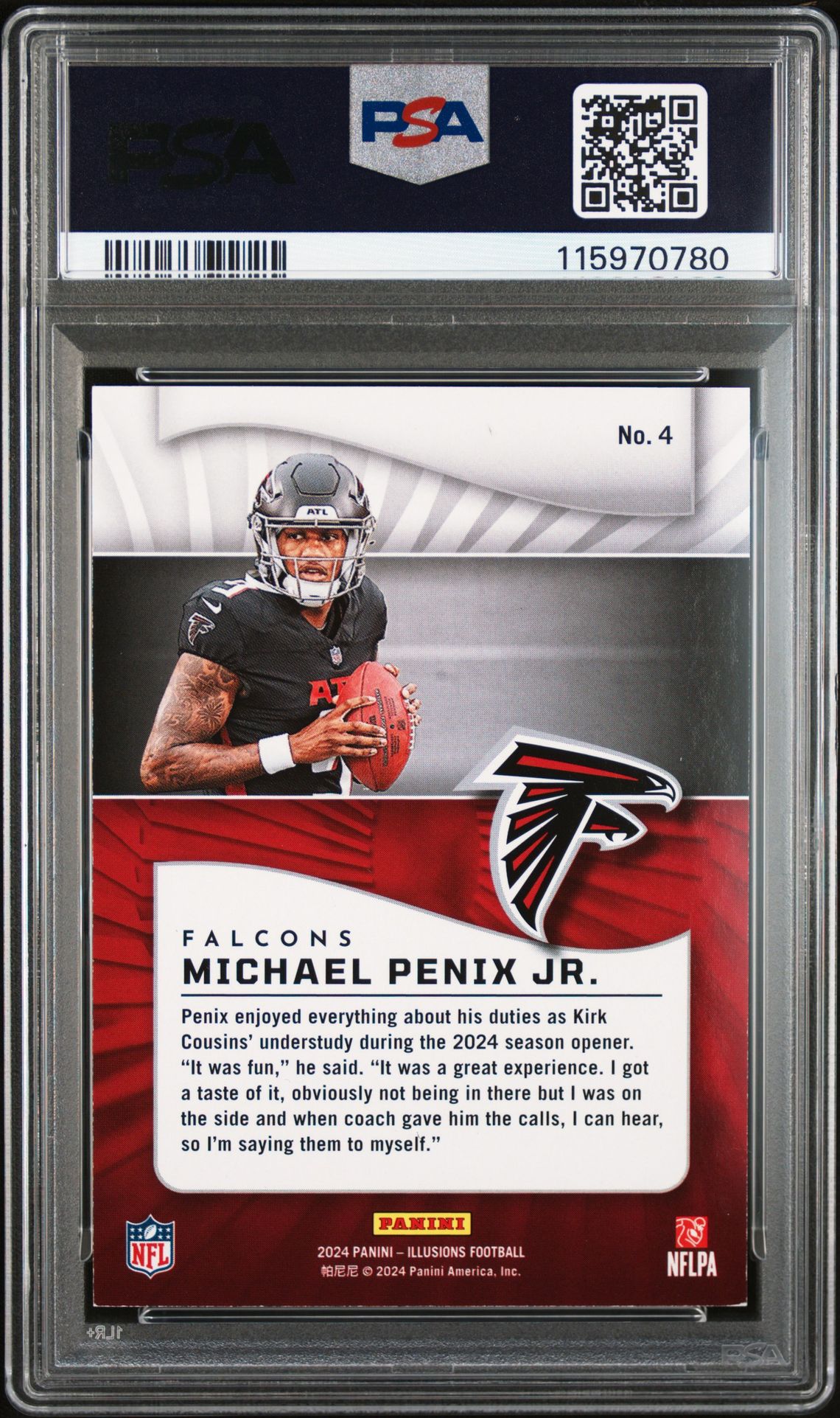 2024 Panini Illusions Michael Penix Jr. #4 (Trophy Collection Gold) Nm-Mt 8 back