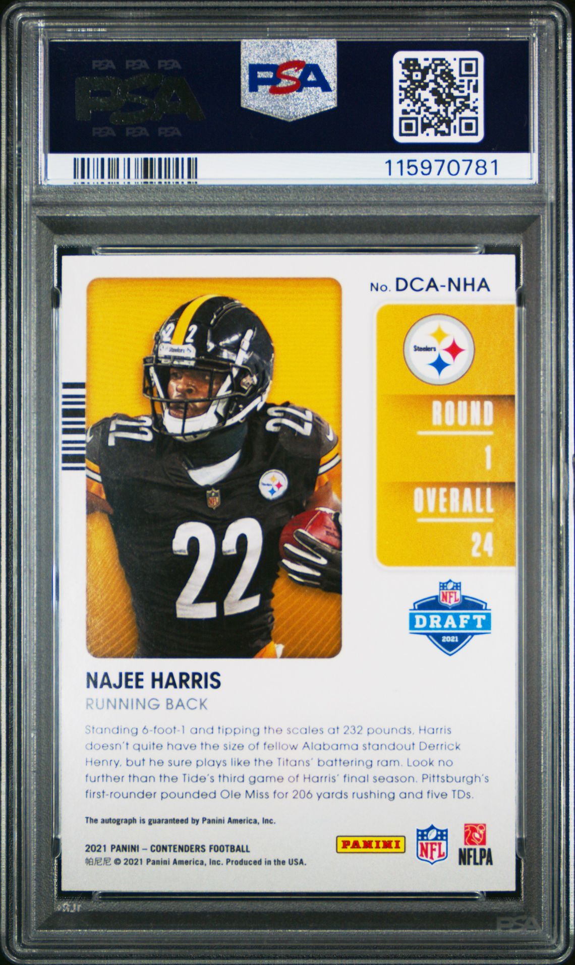 2021 Panini Contenders Draft Class Autographs Rps Najee Harris #Dcanha (Draft Class Auto.rps) Gem Mt 10 back