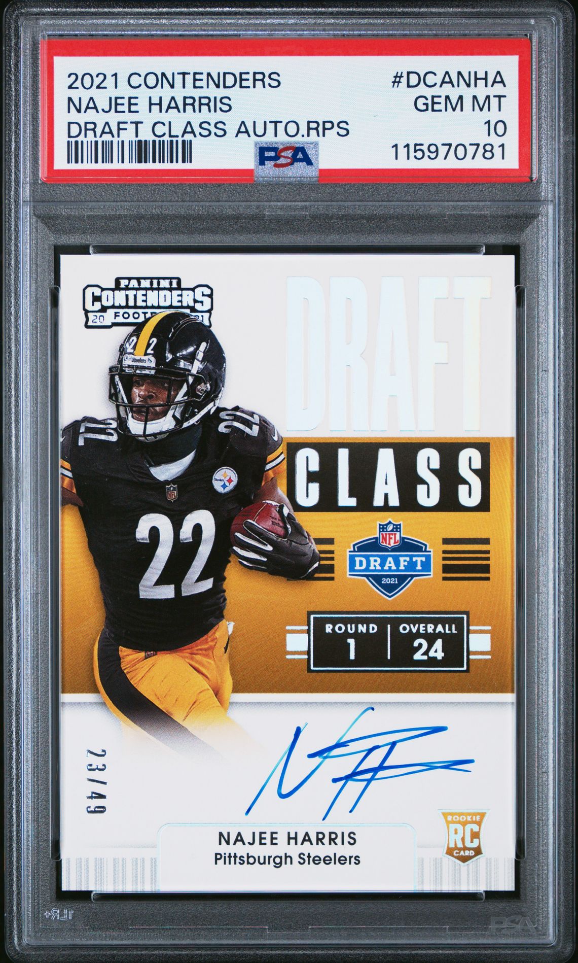 2021 Panini Contenders Draft Class Autographs Rps Najee Harris #Dcanha (Draft Class Auto.rps) Gem Mt 10 front