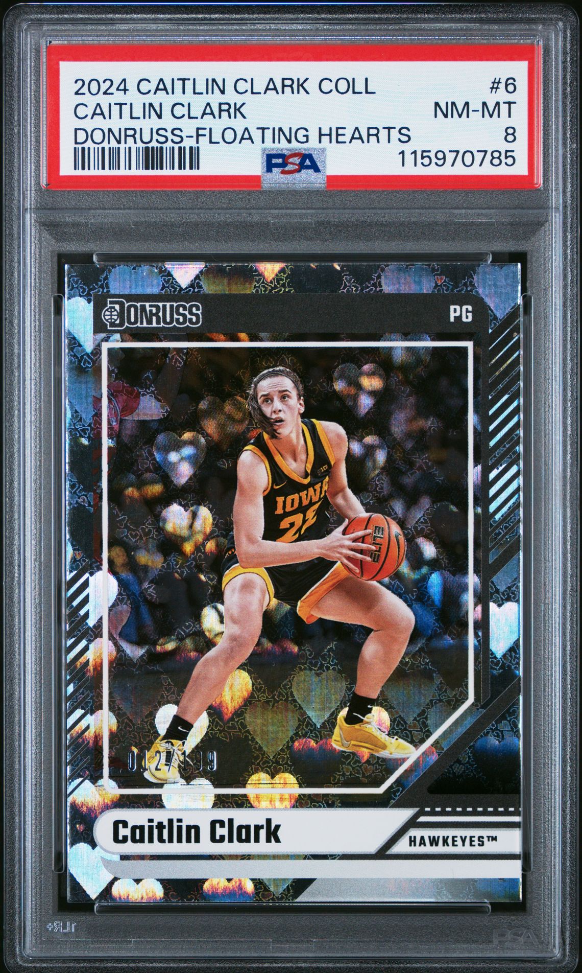2024 Panini Caitlin Clark Collection Donruss Caitlin Clark #6 (Donruss-Floating Hearts) Nm-Mt 8 front