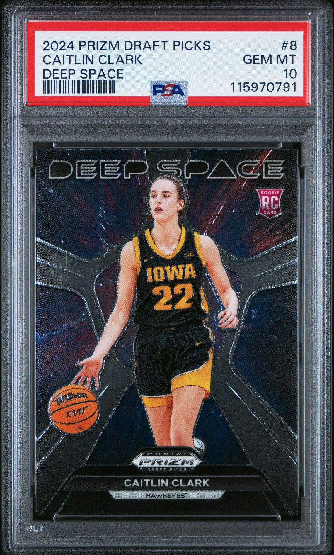 2024 Panini Prizm Draft Picks Deep Space Caitlin Clark #8 Gem Mt 10 front
