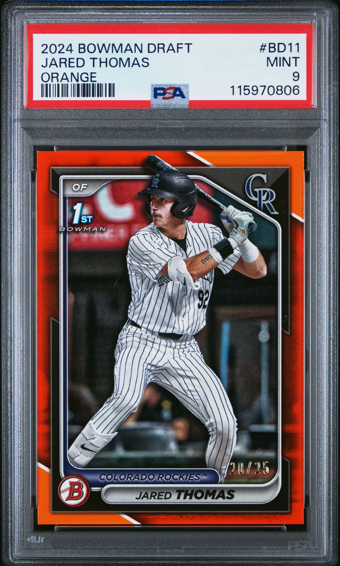 2024 Bowman Draft Jared Thomas #Bd11 (Orange) Mint 9 front