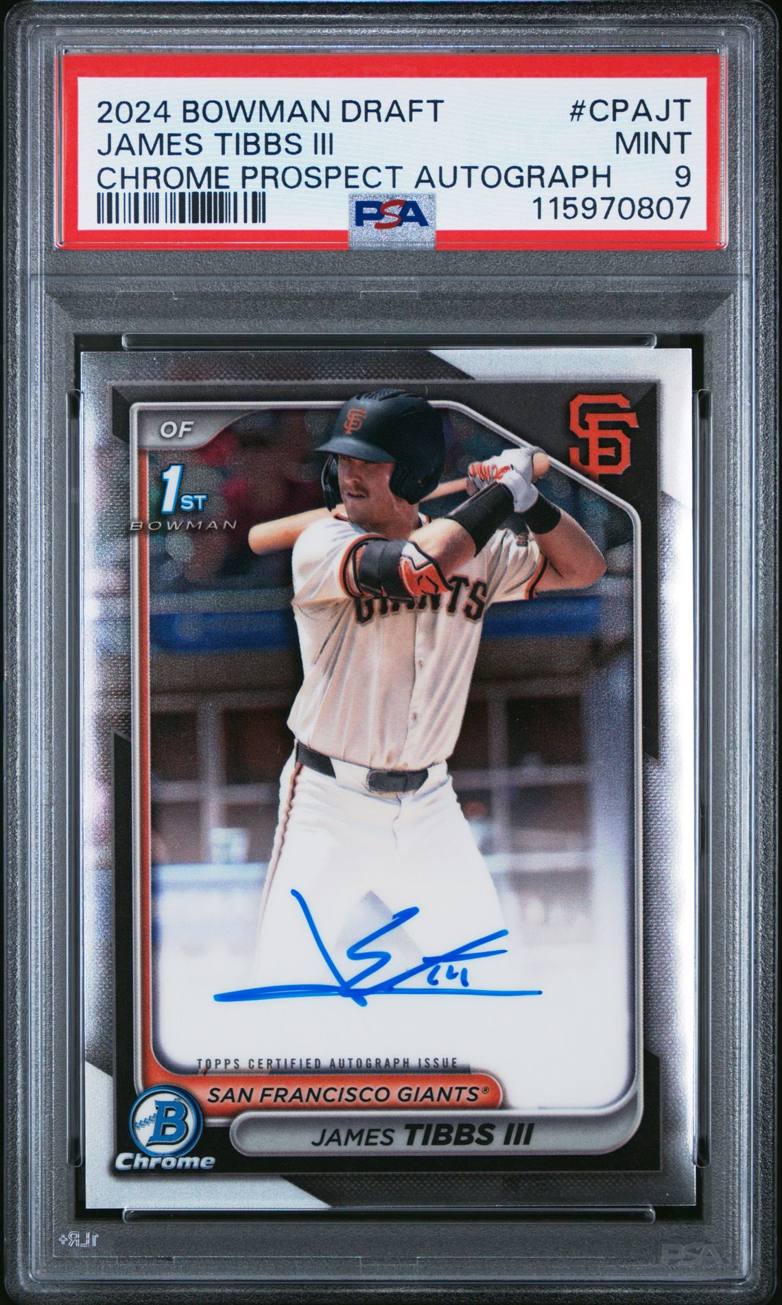 2024 Bowman Draft Chrome Prospect Autographs James Tibbs Iii #Cpajt Mint 9 front