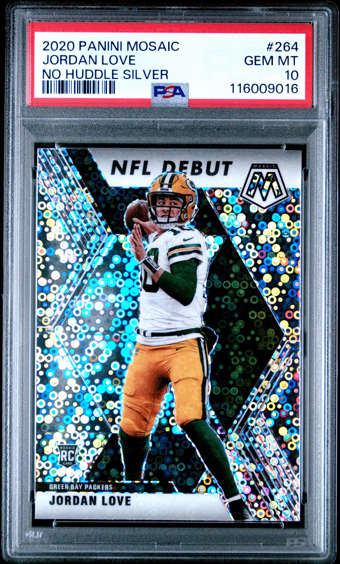 2020 Panini Mosaic Jordan Love #264 (No Huddle Silver) Gem Mt 10 front