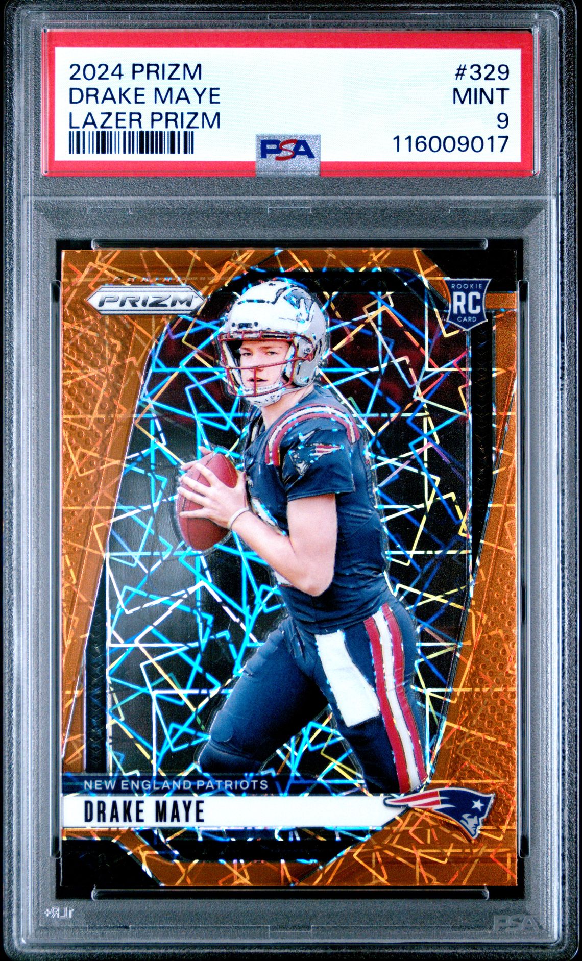 2024 Panini Prizm Drake Maye #329 (Lazer Prizm) Mint 9 front