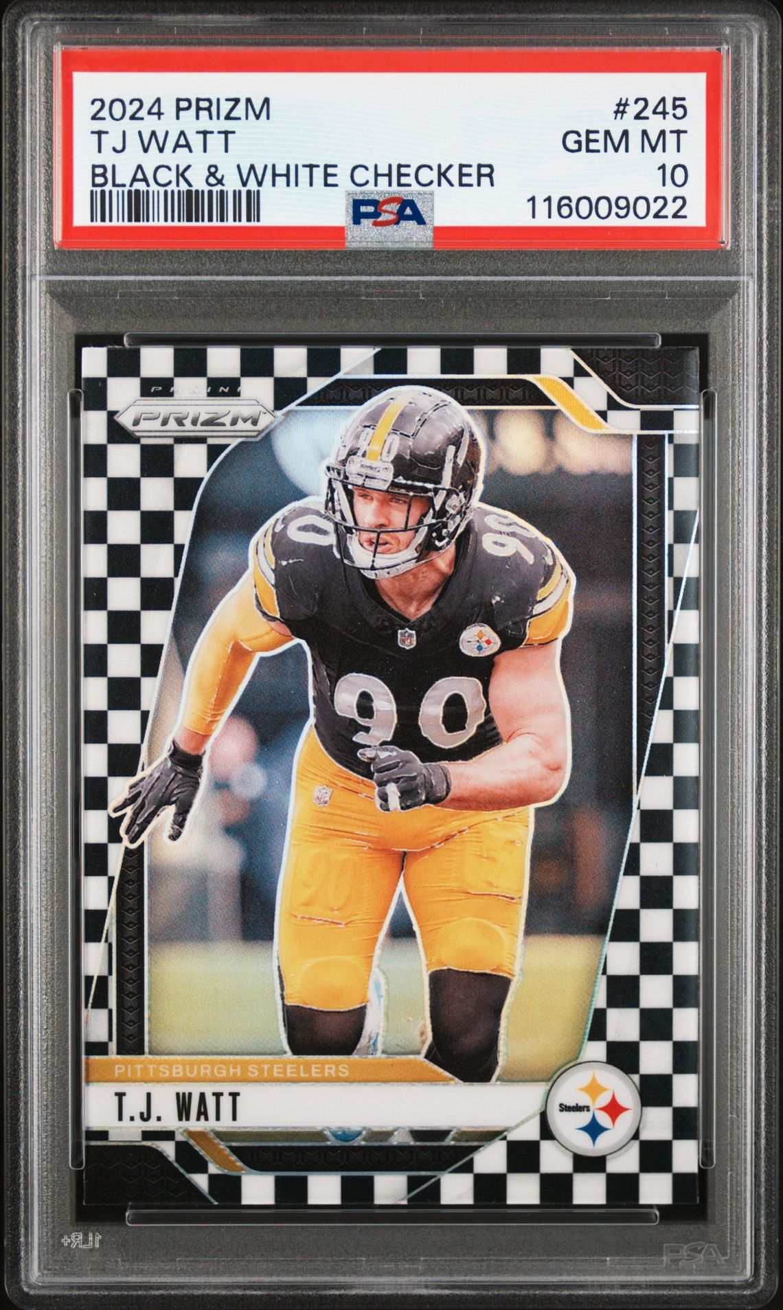 2024 Panini Prizm Tj Watt #245 (Black & White Checker) Gem Mt 10 front