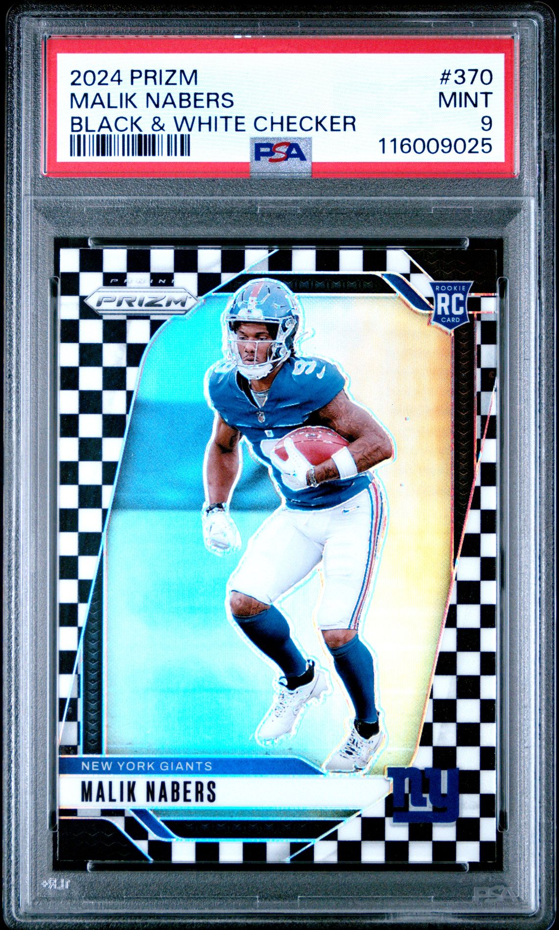 2024 Panini Prizm Malik Nabers #370 (Black & White Checker) Mint 9 front