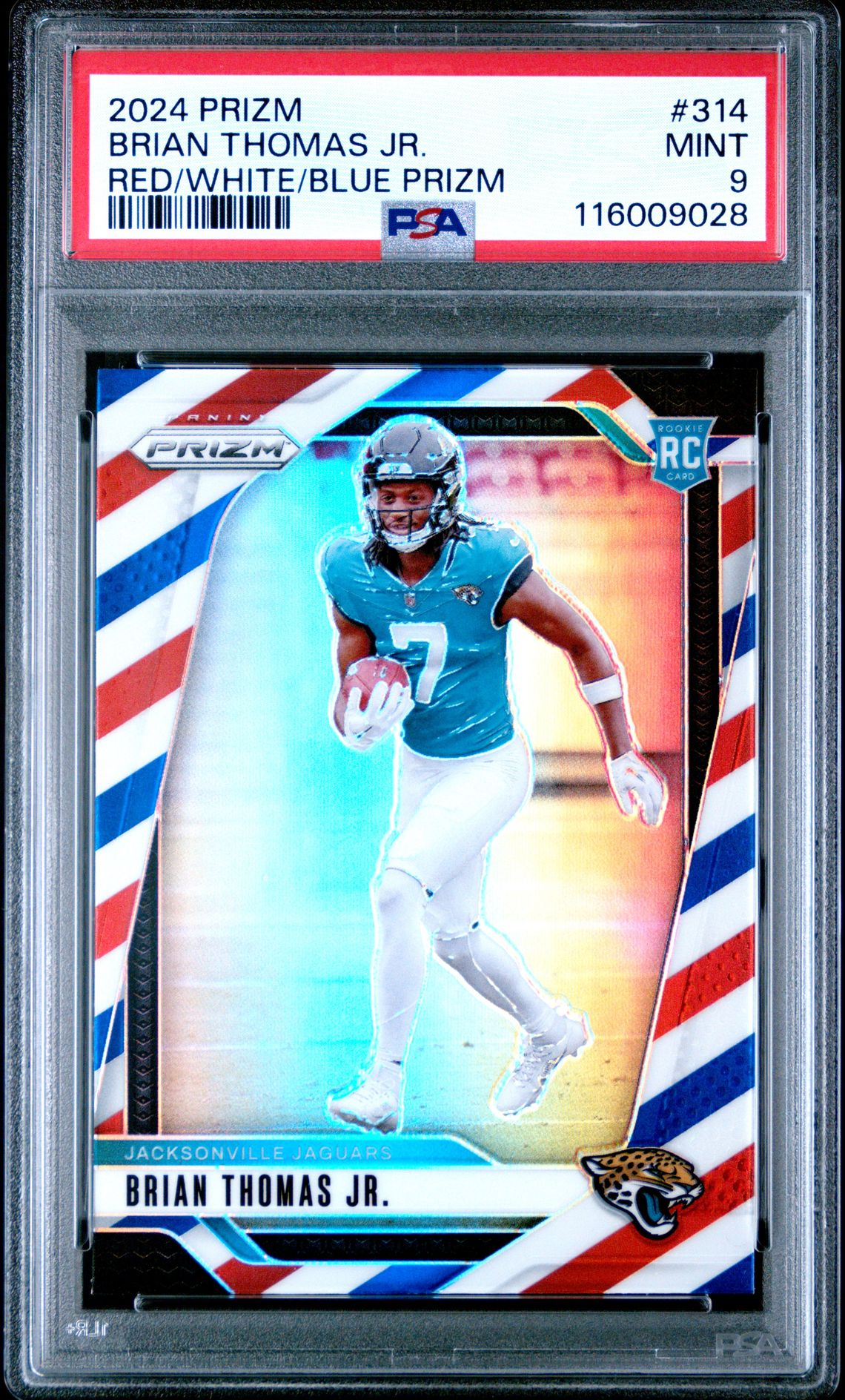 2024 Panini Prizm Brian Thomas Jr. #314 (Red/White/Blue Prizm) Mint 9 front