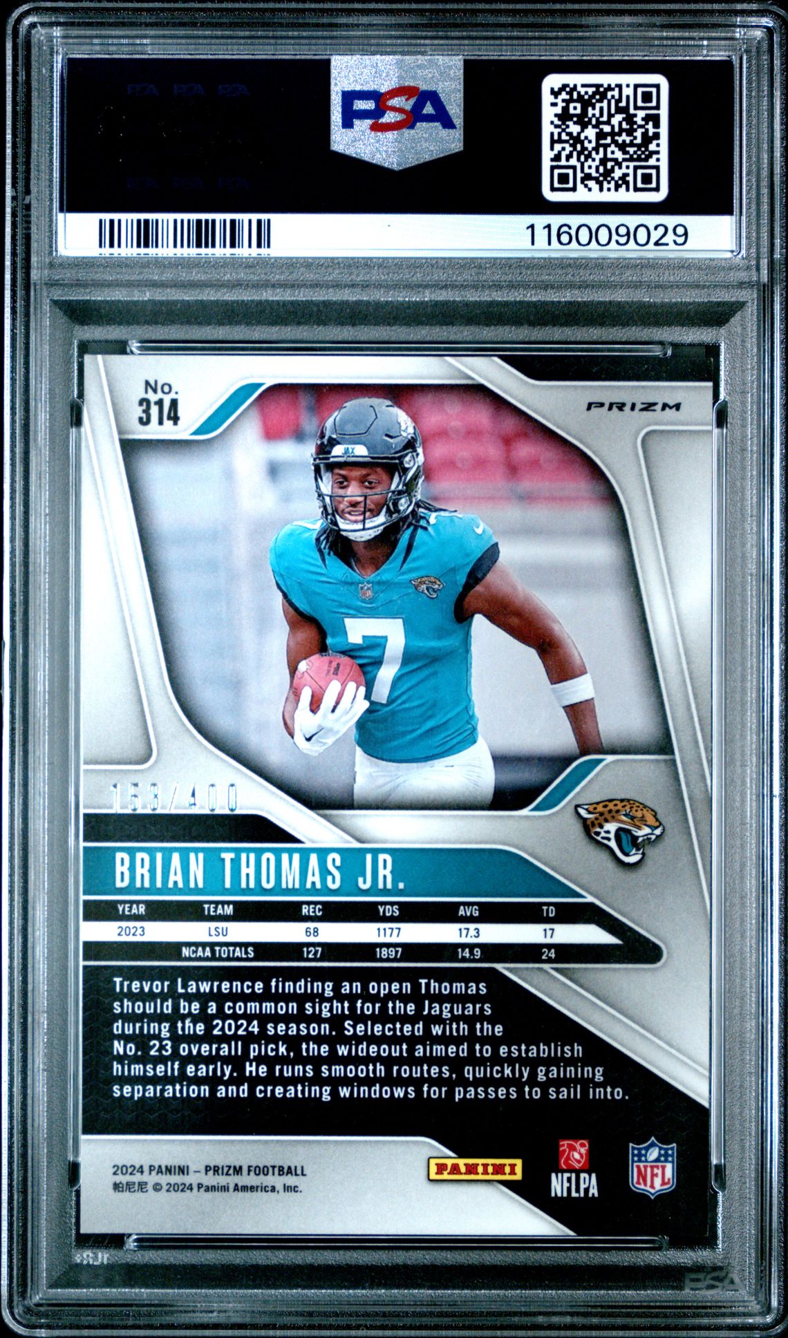 2024 Panini Prizm Brian Thomas Jr. #314 (Pandora) Mint 9 back