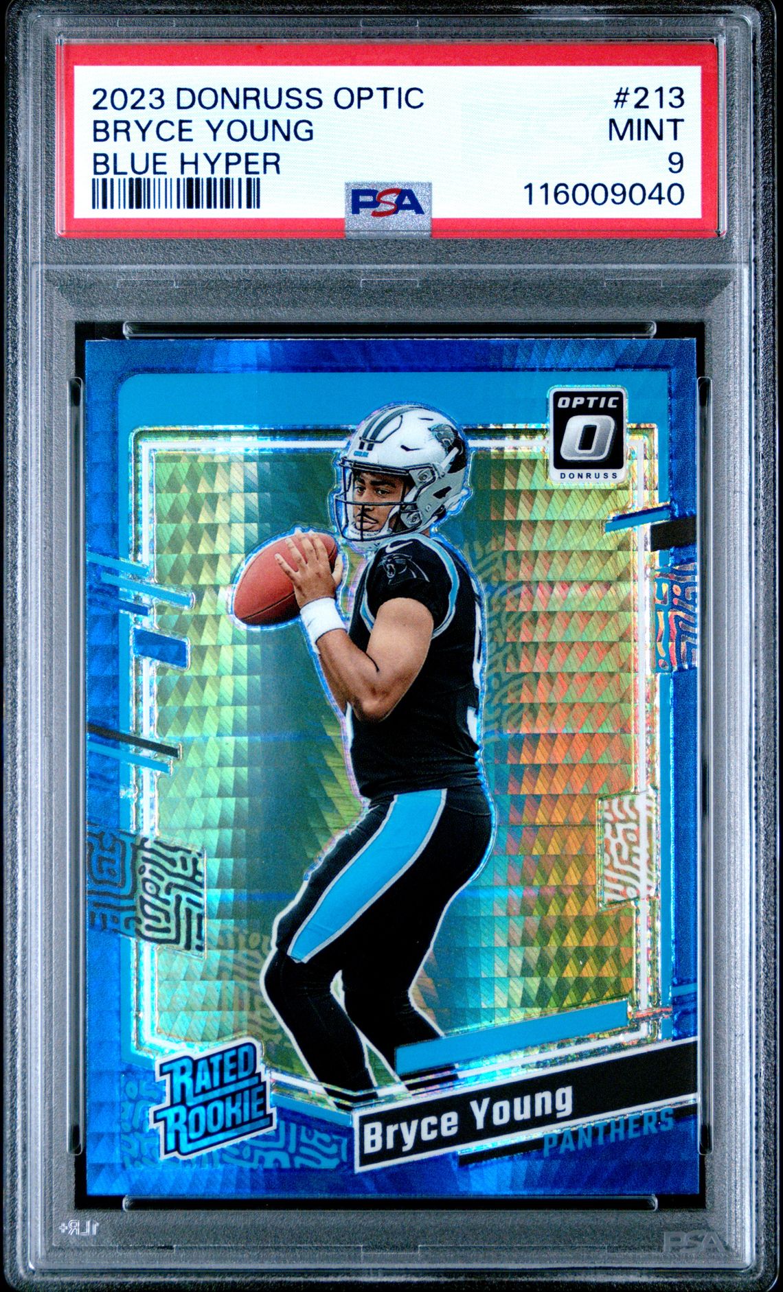 2023 Panini Donruss Optic Bryce Young #213 (Blue Hyper) Mint 9 front