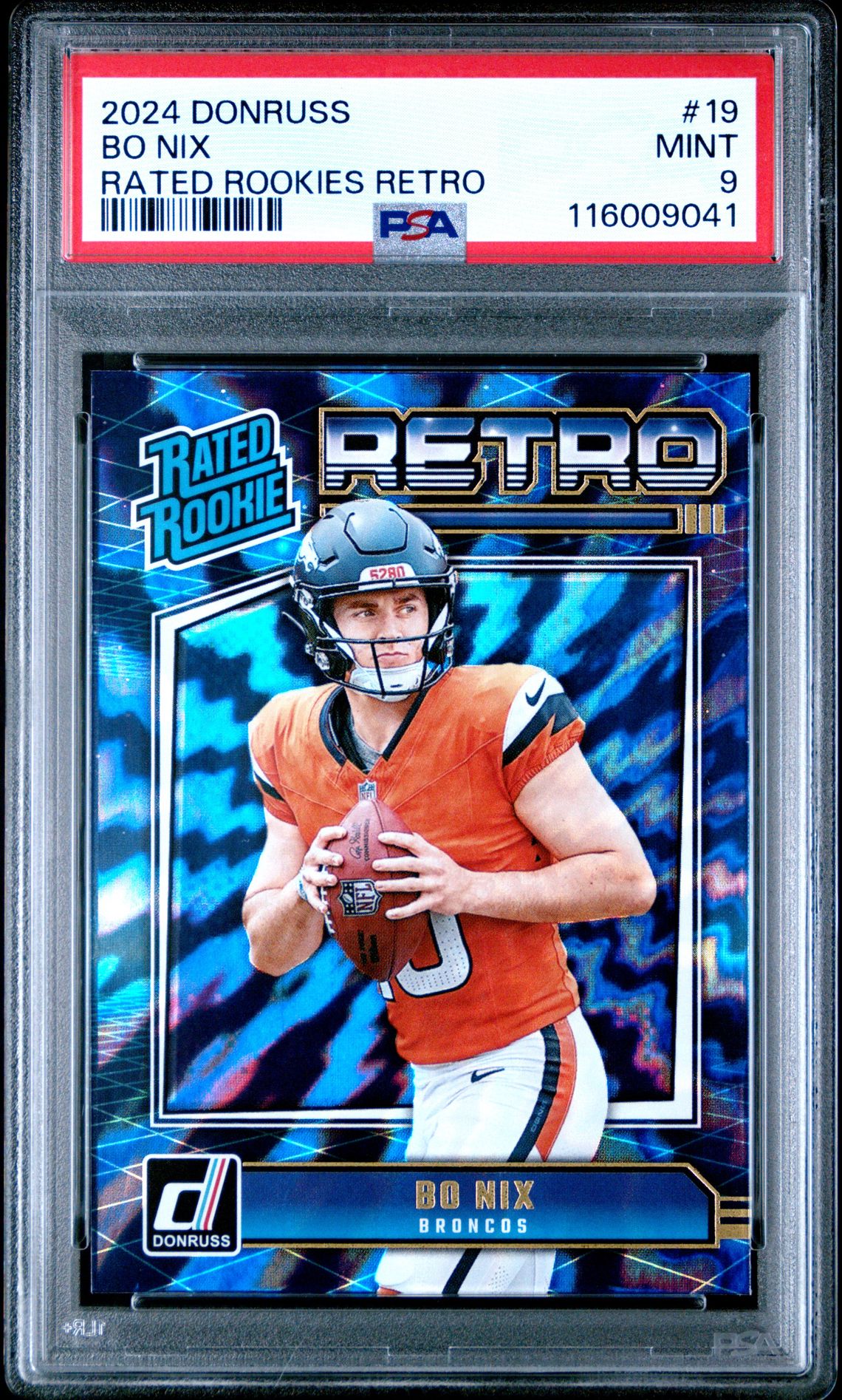 2024 Panini Donruss Rated Rookies Retro Bo Nix #19 Mint 9 front