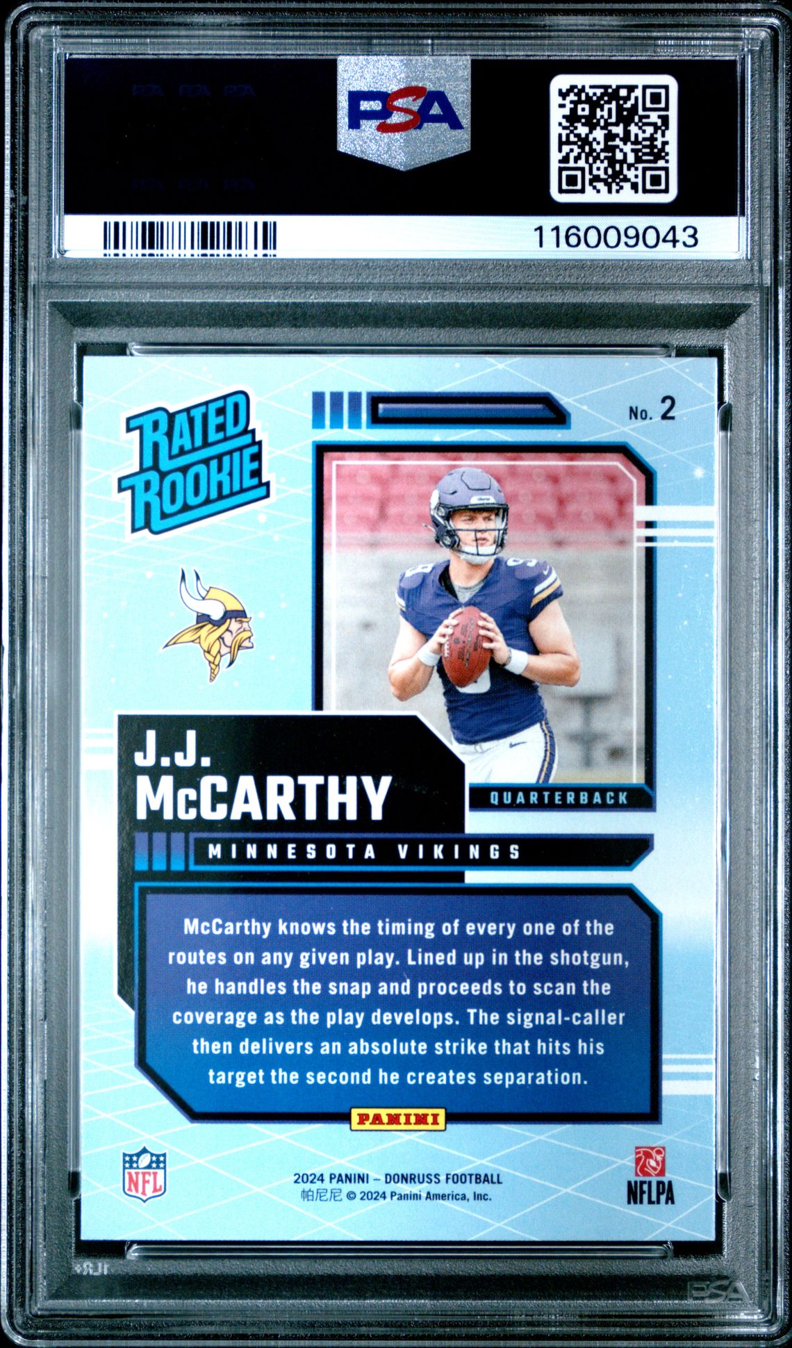 2024 Panini Donruss Rated Rookies Retro Jj Mccarthy #2 Mint 9 back