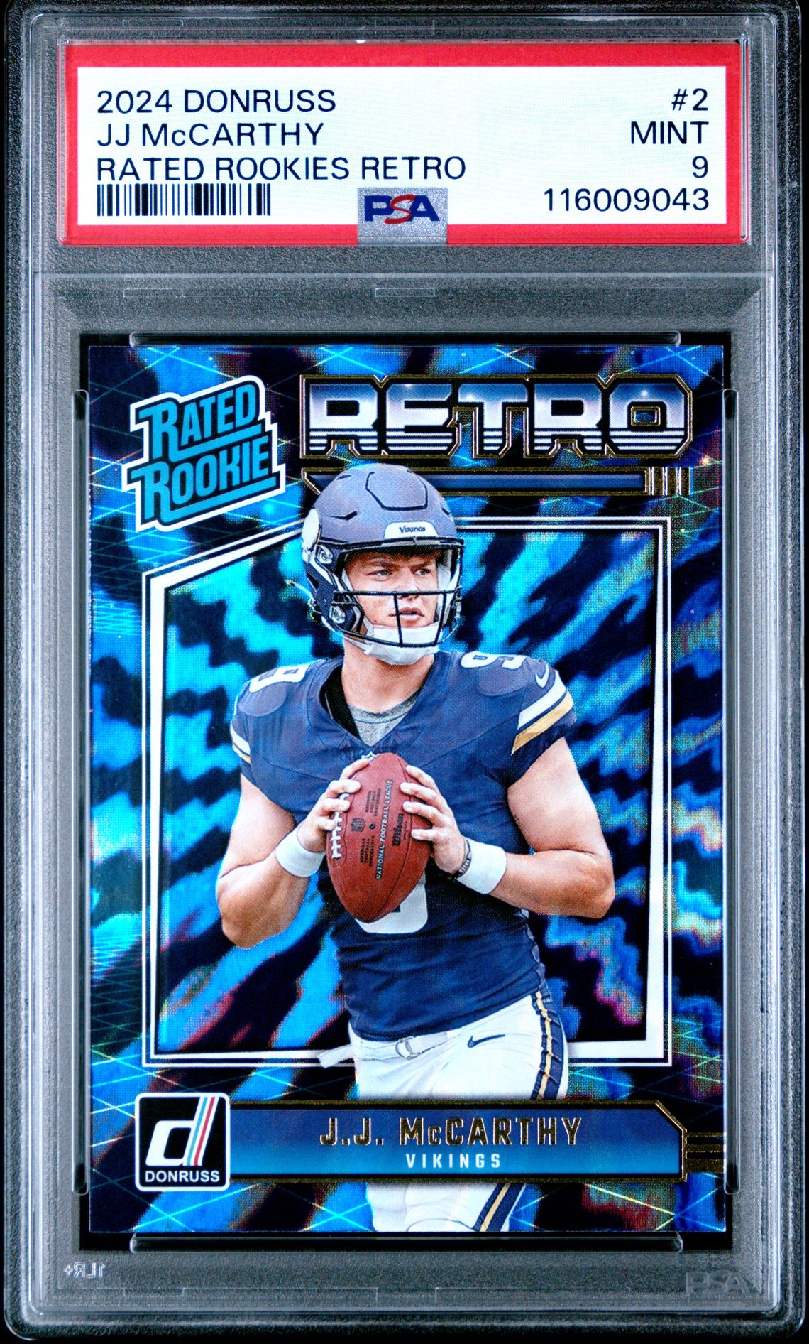 2024 Panini Donruss Rated Rookies Retro Jj Mccarthy #2 Mint 9 front