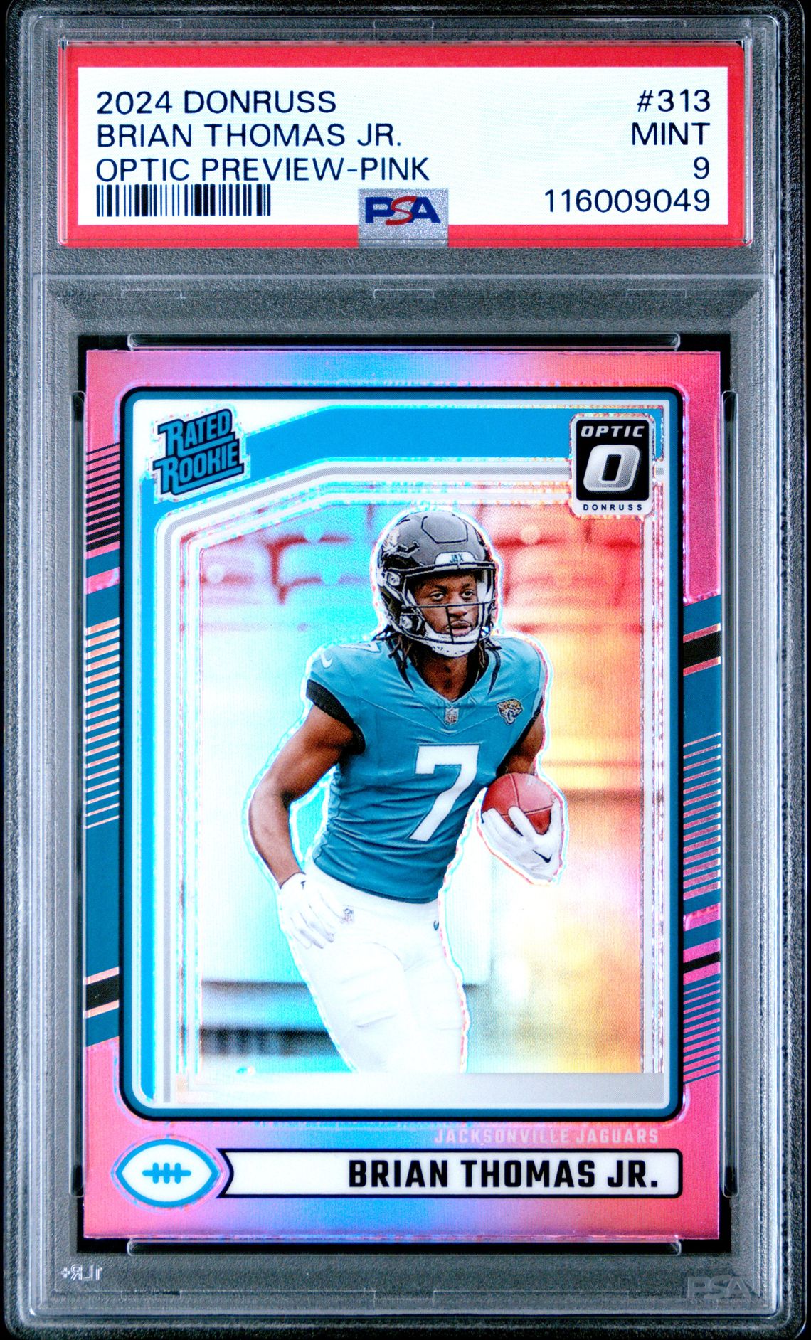 2024 Panini Donruss Brian Thomas Jr. #313 (Optic Preview-Pink) Mint 9 front