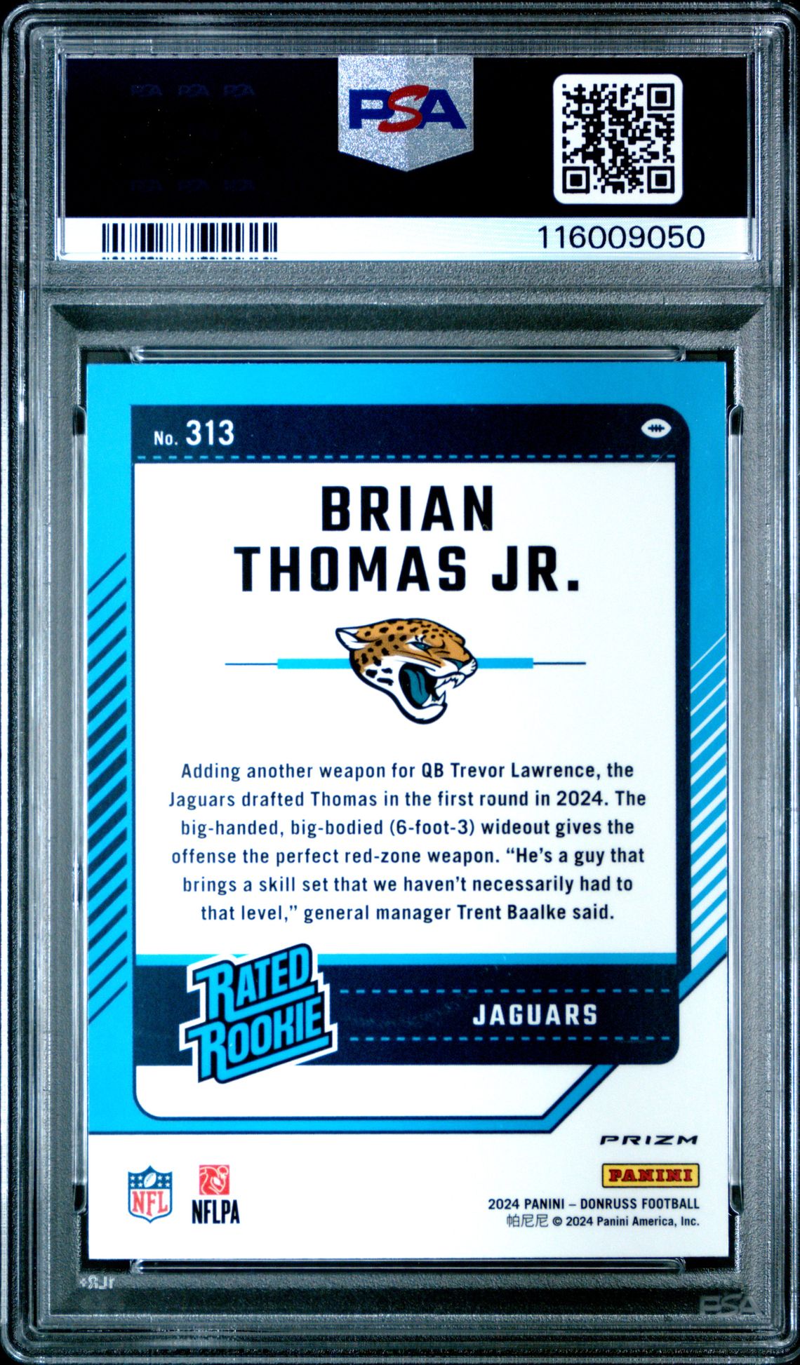 2024 Panini Donruss Brian Thomas Jr. #313 (Optic Preview-Pink) Mint 9 back