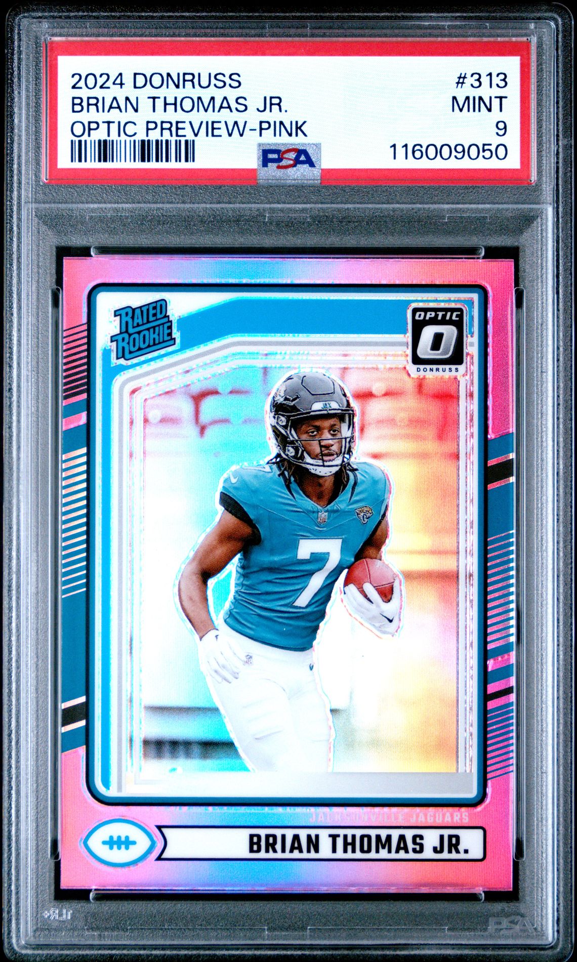 2024 Panini Donruss Brian Thomas Jr. #313 (Optic Preview-Pink) Mint 9 front