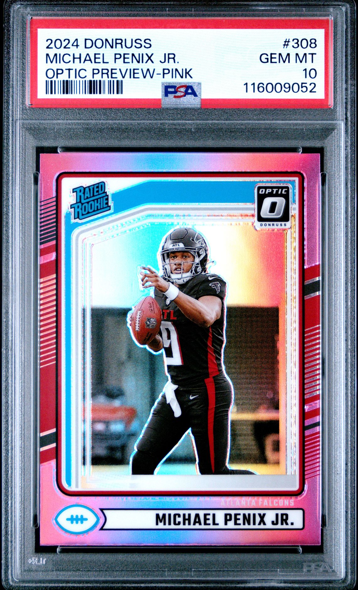 2024 Panini Donruss Michael Penix Jr. #308 (Optic Preview-Pink) Gem Mt 10 front