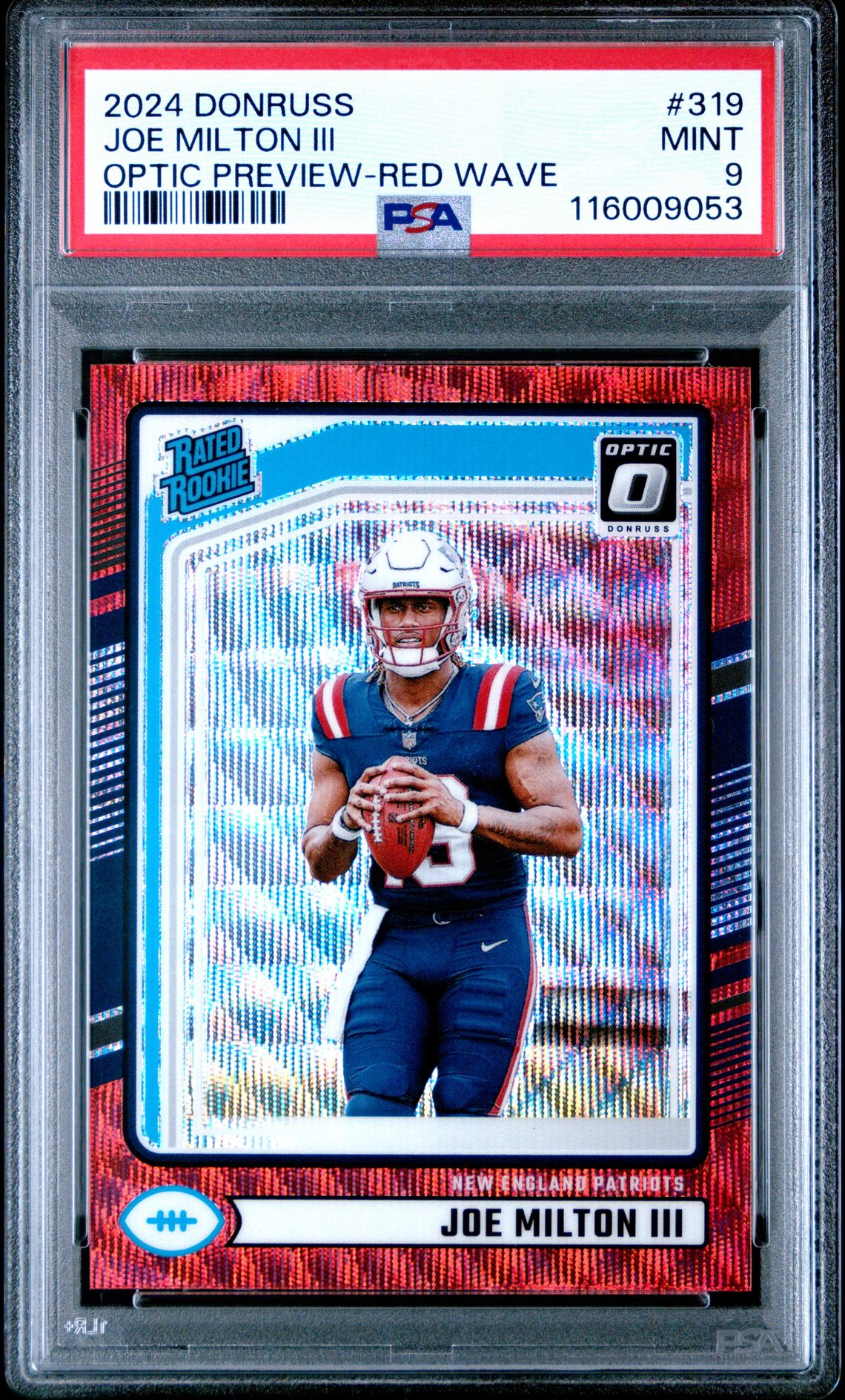 2024 Panini Donruss Joe Milton Iii #319 (Optic Preview-Red Wave) Mint 9 front