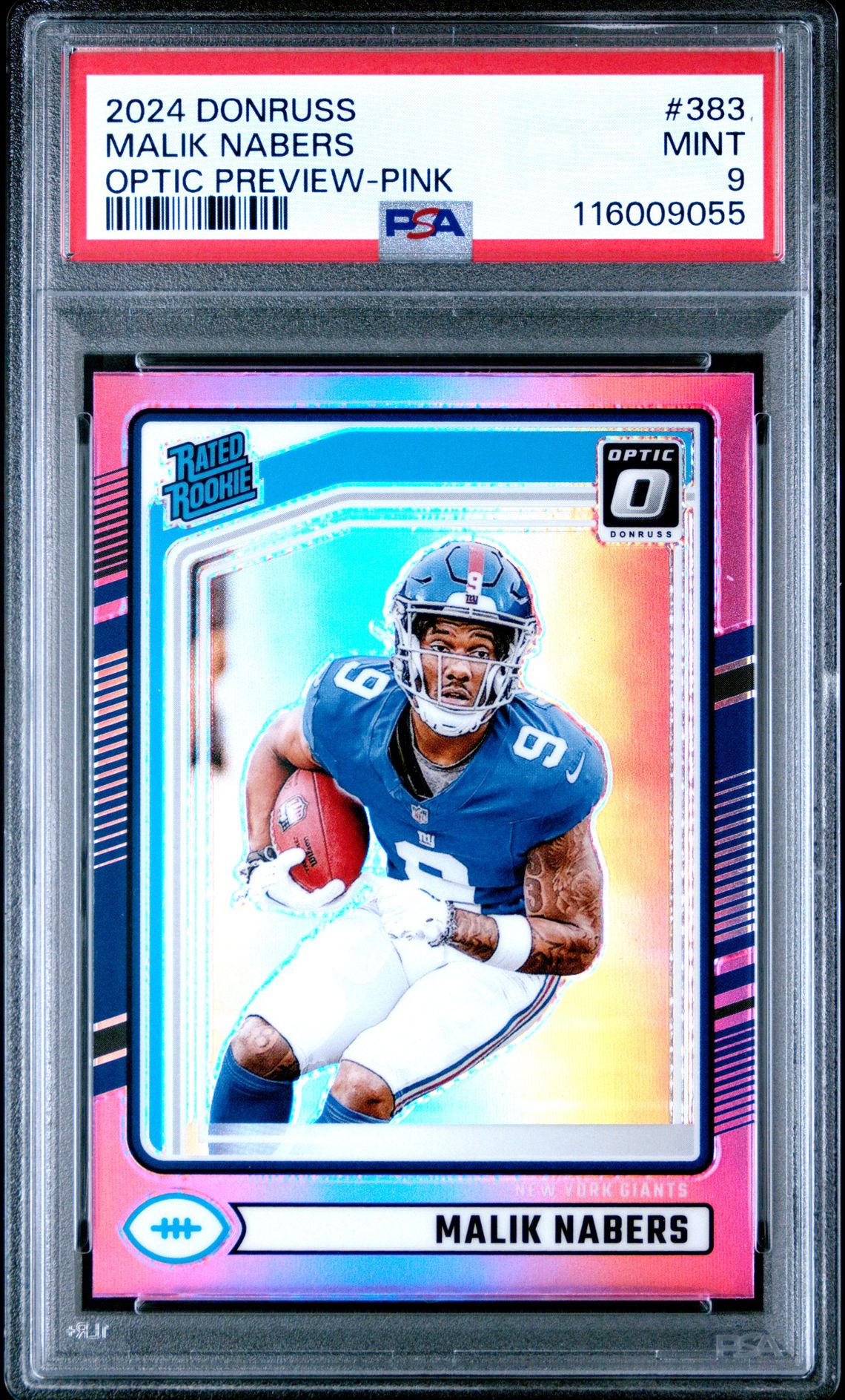 2024 Panini Donruss Malik Nabers #383 (Optic Preview-Pink) Mint 9 front