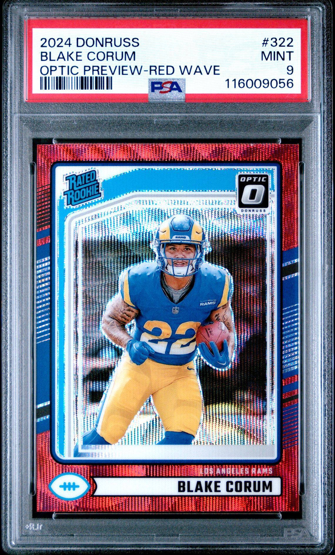 2024 Panini Donruss Blake Corum #322 (Optic Preview-Red Wave) Mint 9 front