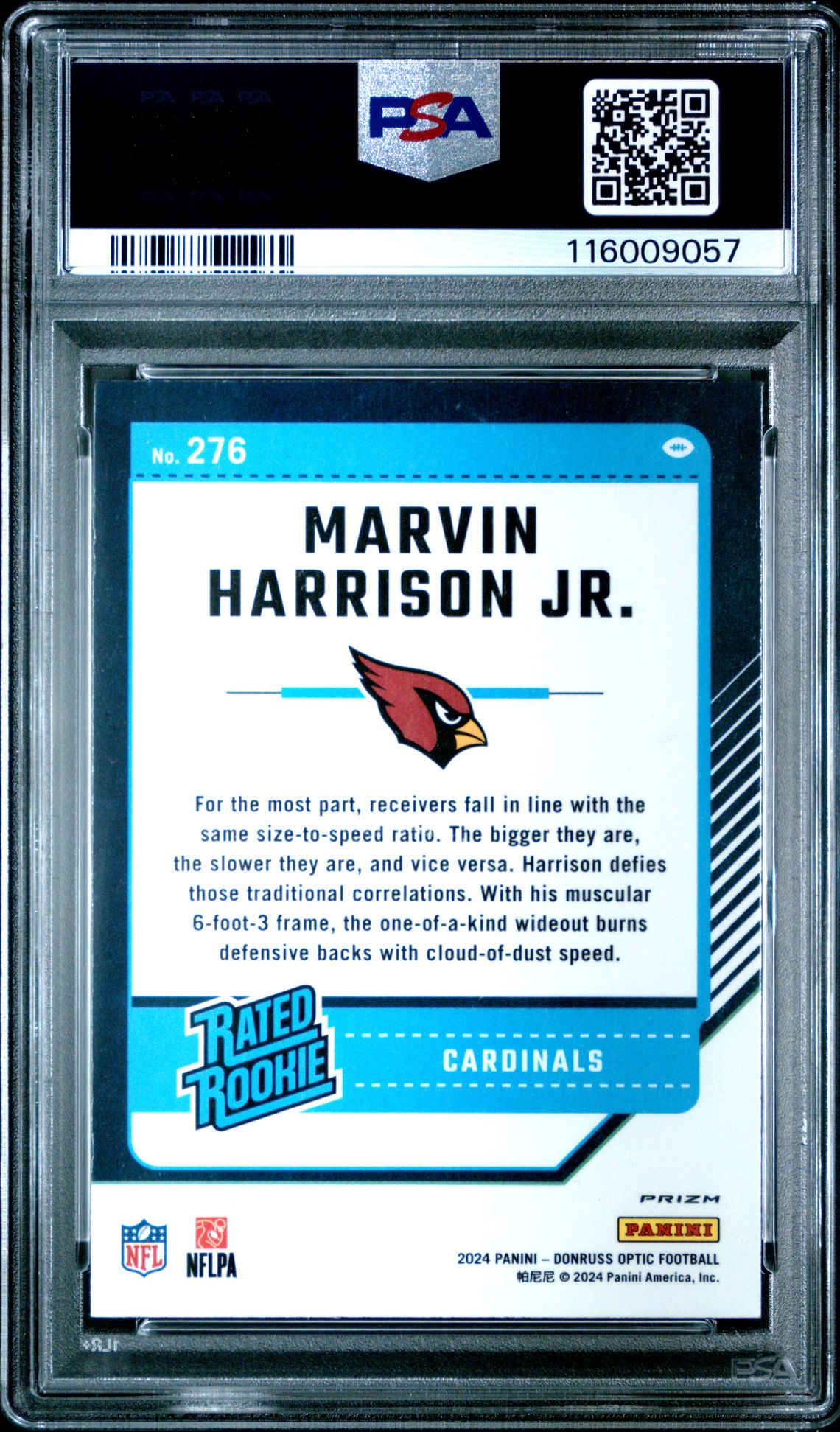 2024 Panini Donruss Optic Marvin Harrison Jr. #276 (Purple Shock) Gem Mt 10 back