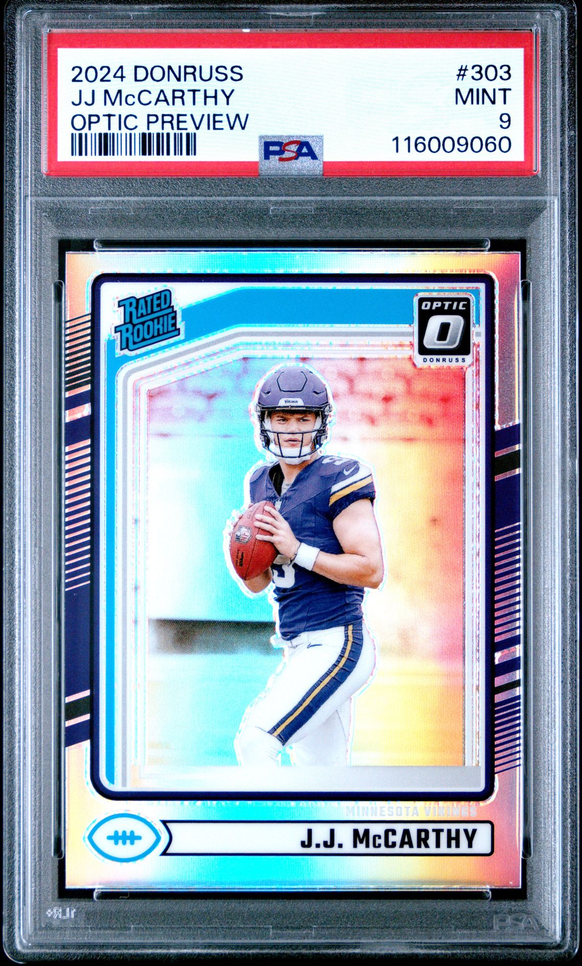 2024 Panini Donruss Jj Mccarthy #303 (Optic Preview) Mint 9 front