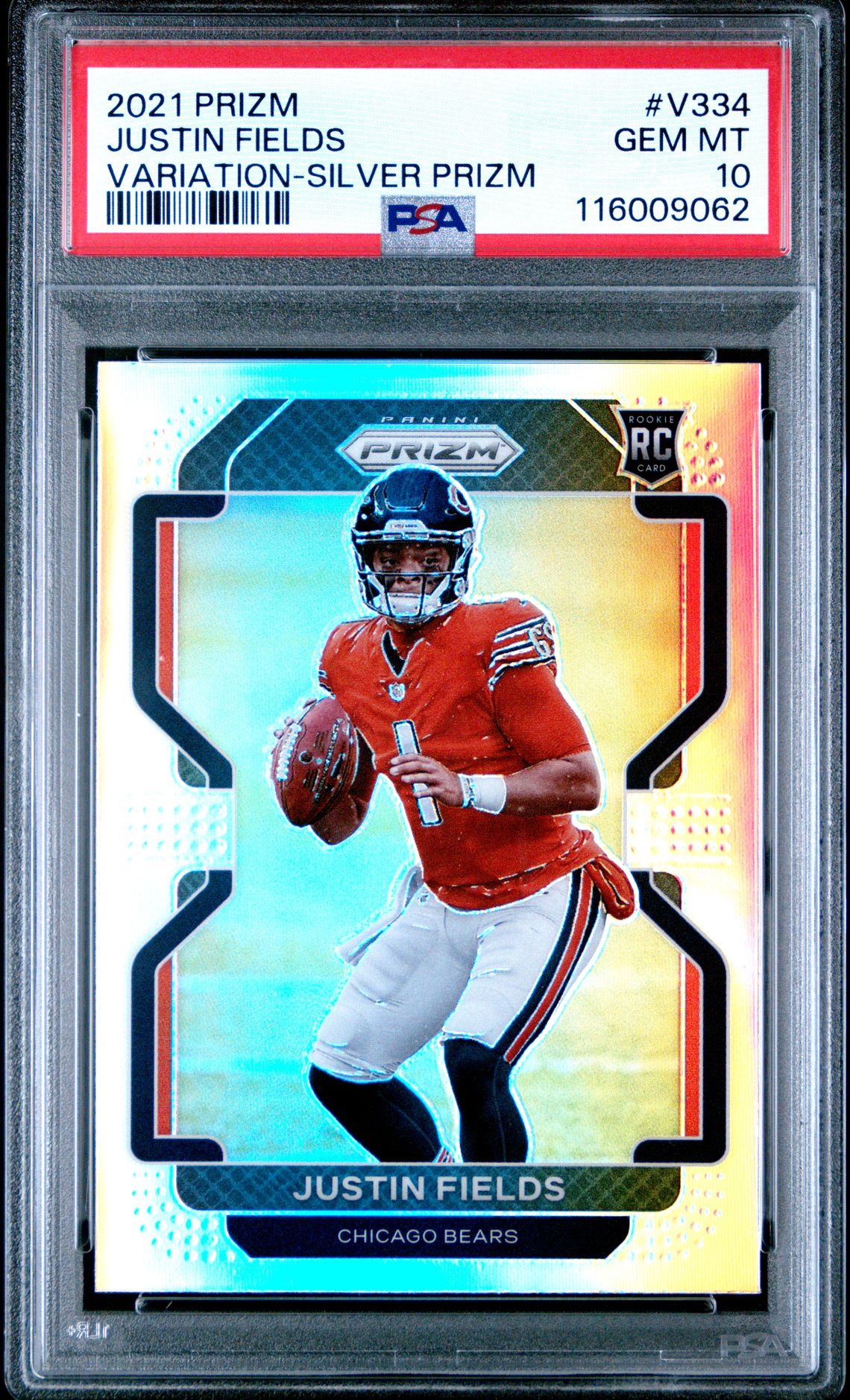 2021 Panini Prizm Justin Fields #V334 (Variation-Silver Prizm) Gem Mt 10 front