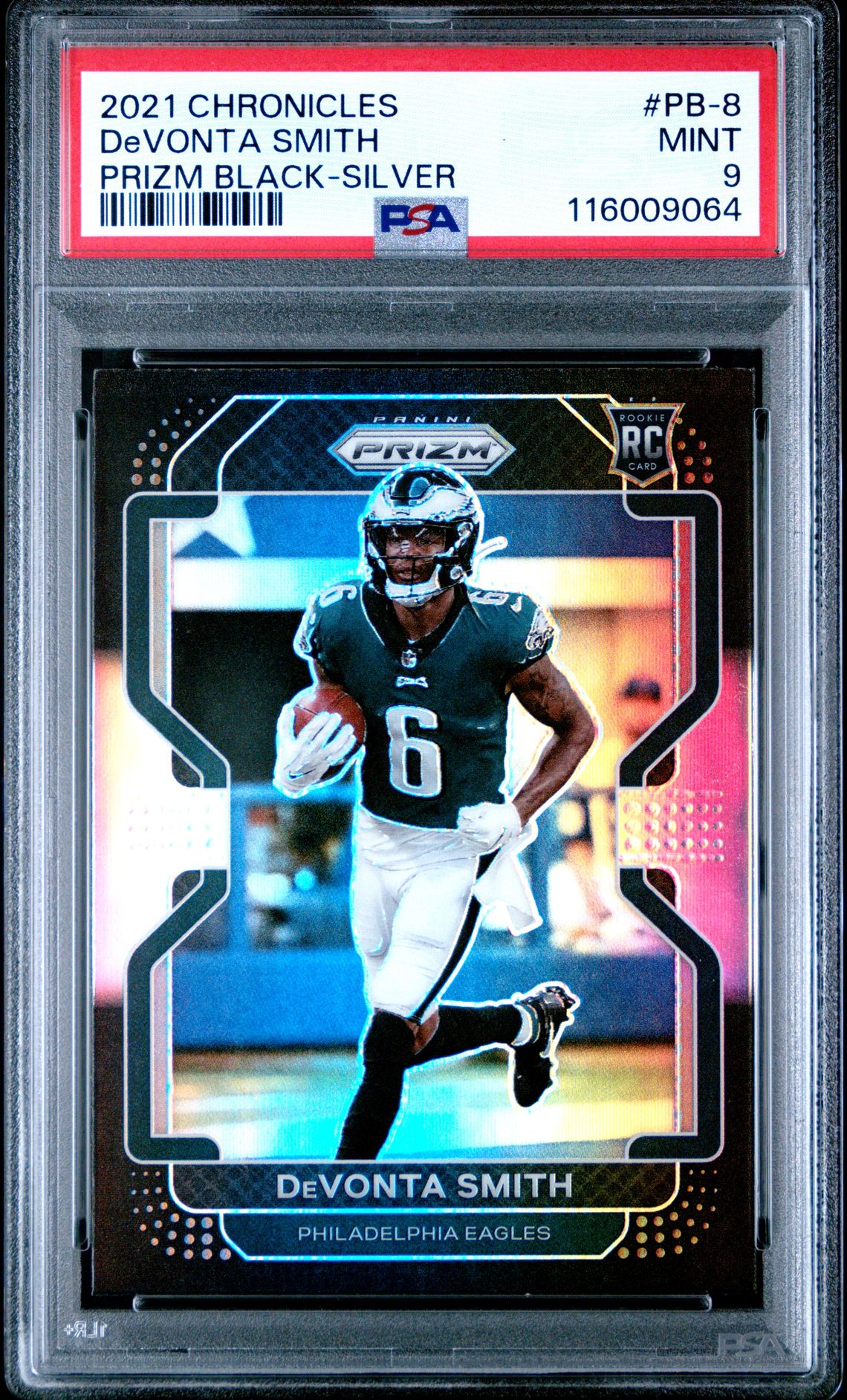 2021 Panini Chronicles Prizm Black Devonta Smith #Pb-8 (Prizm Black-Silver) Mint 9 front