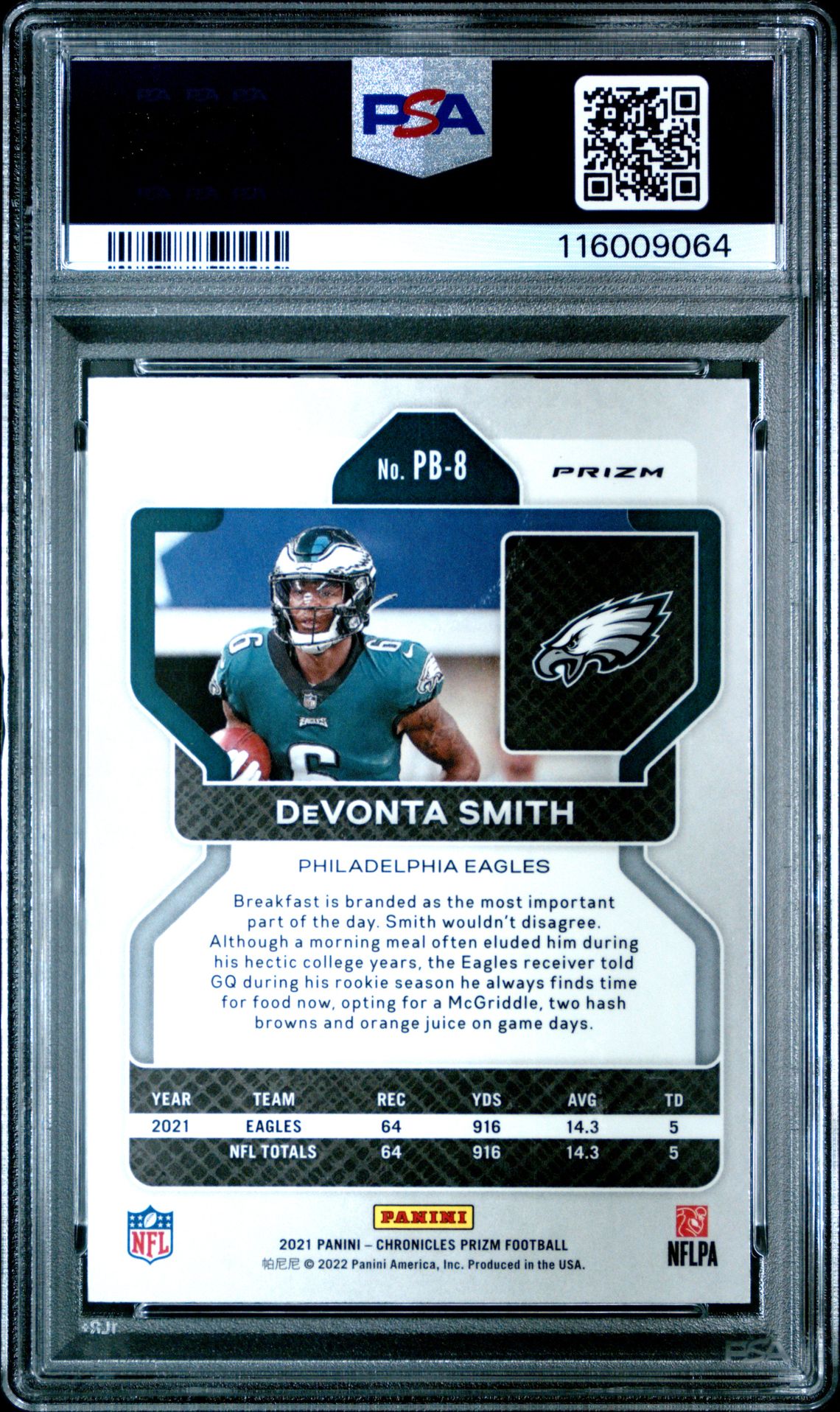 2021 Panini Chronicles Prizm Black Devonta Smith #Pb-8 (Prizm Black-Silver) Mint 9 back