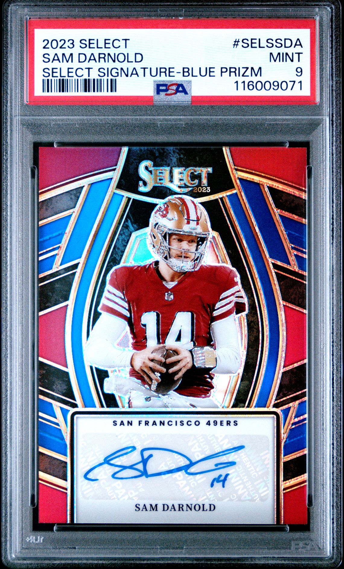 2023 Panini Select Select Signatures Sam Darnold #Selssda (Select Signature-Blue Prizm) Mint 9 front