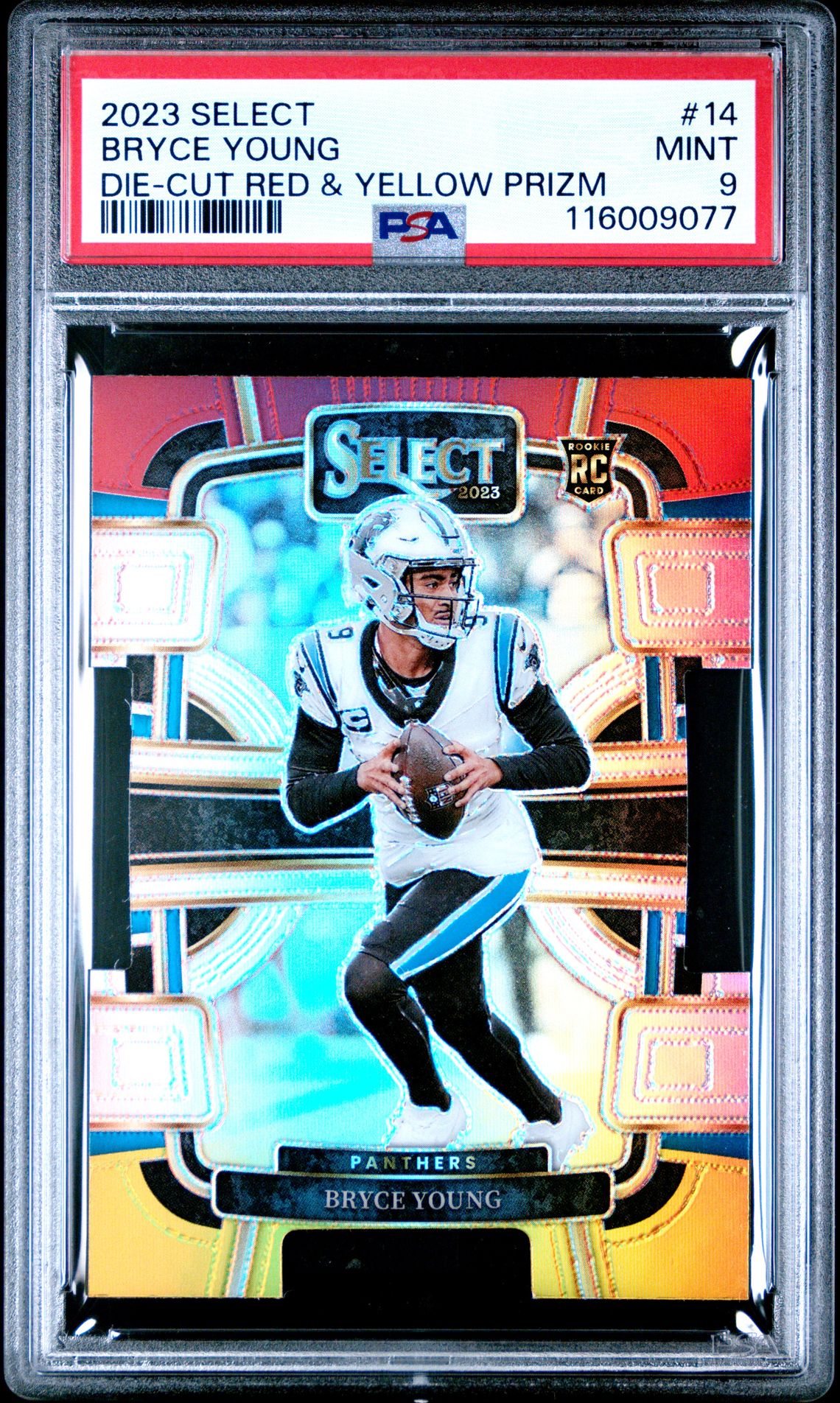 2023 Panini Select Bryce Young #14 (Die-Cut Red & Yellow Prizm) Mint 9 front