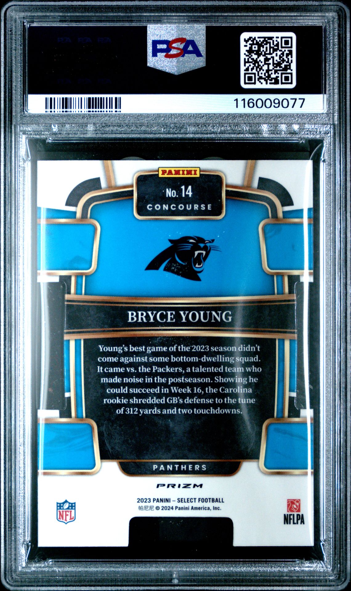 2023 Panini Select Bryce Young #14 (Die-Cut Red & Yellow Prizm) Mint 9 back