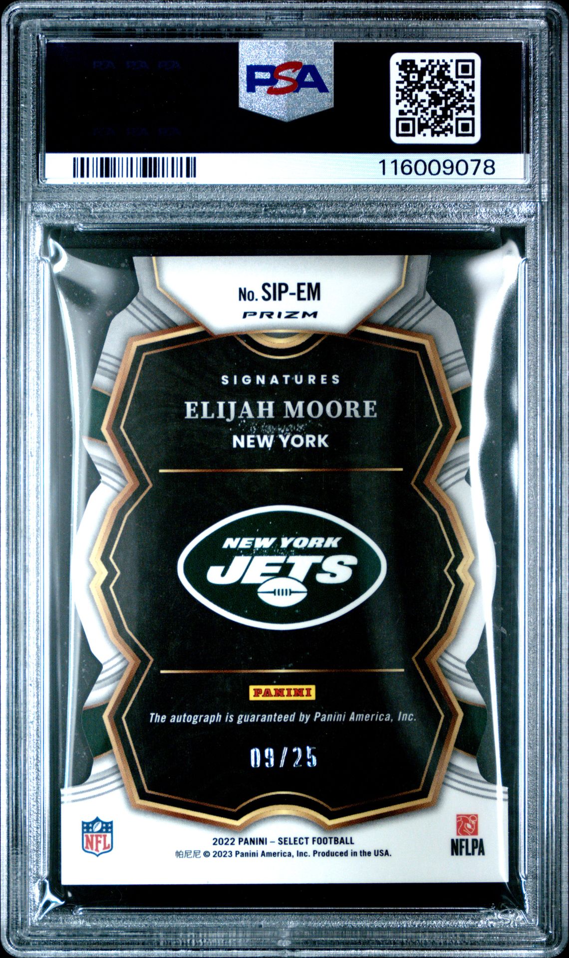 2022 Panini Select Signature Prizm Elijah Moore #Sipem (Sig Prizm-Tie-Dye Die-Cut) Mint 9 back