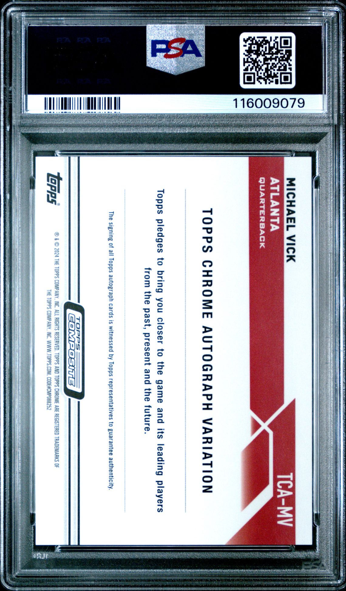 2023 Topps Composite Topps Chrome Autographs Michael Vick #Tcamv (Chrome Auto-Org Wave Ref) Mint 9 back